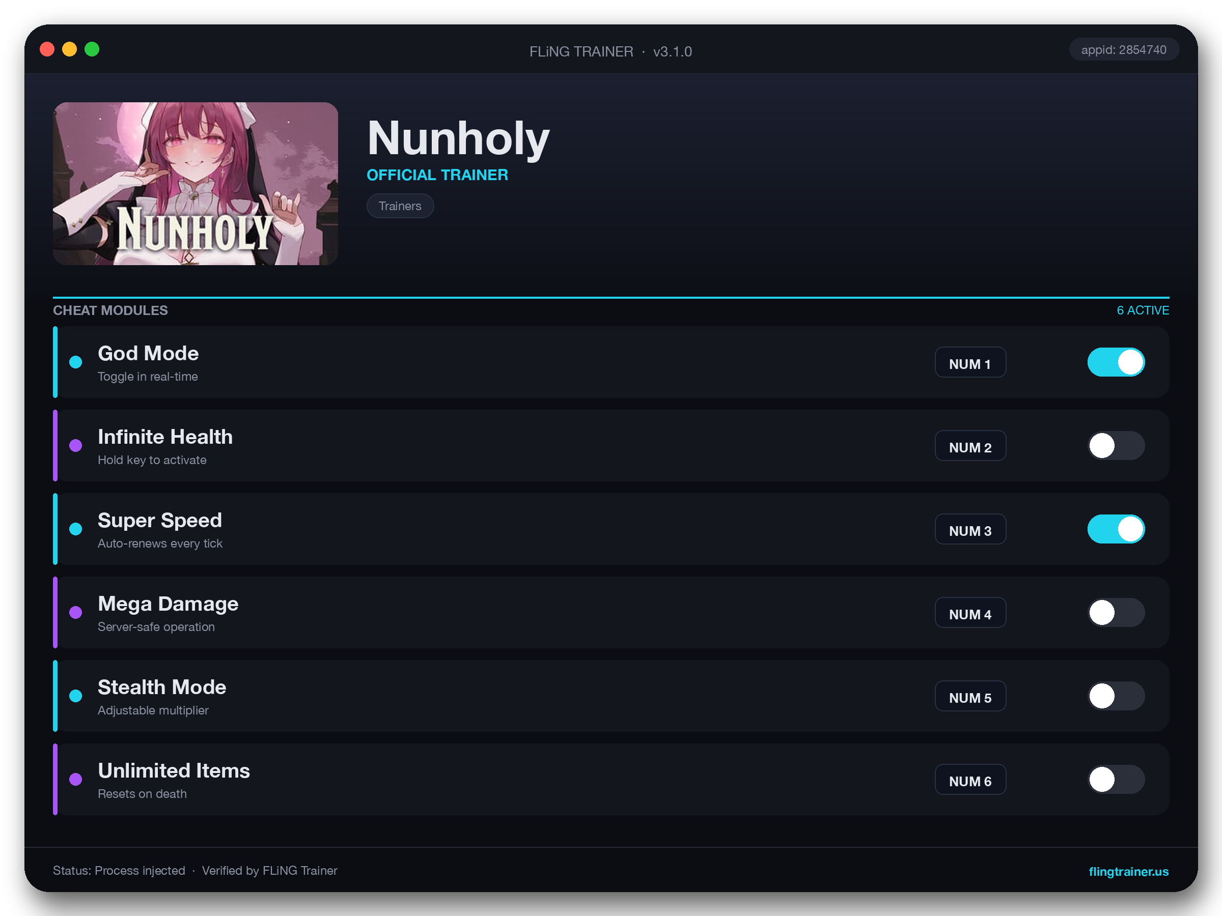 Nunholy Trainer interface