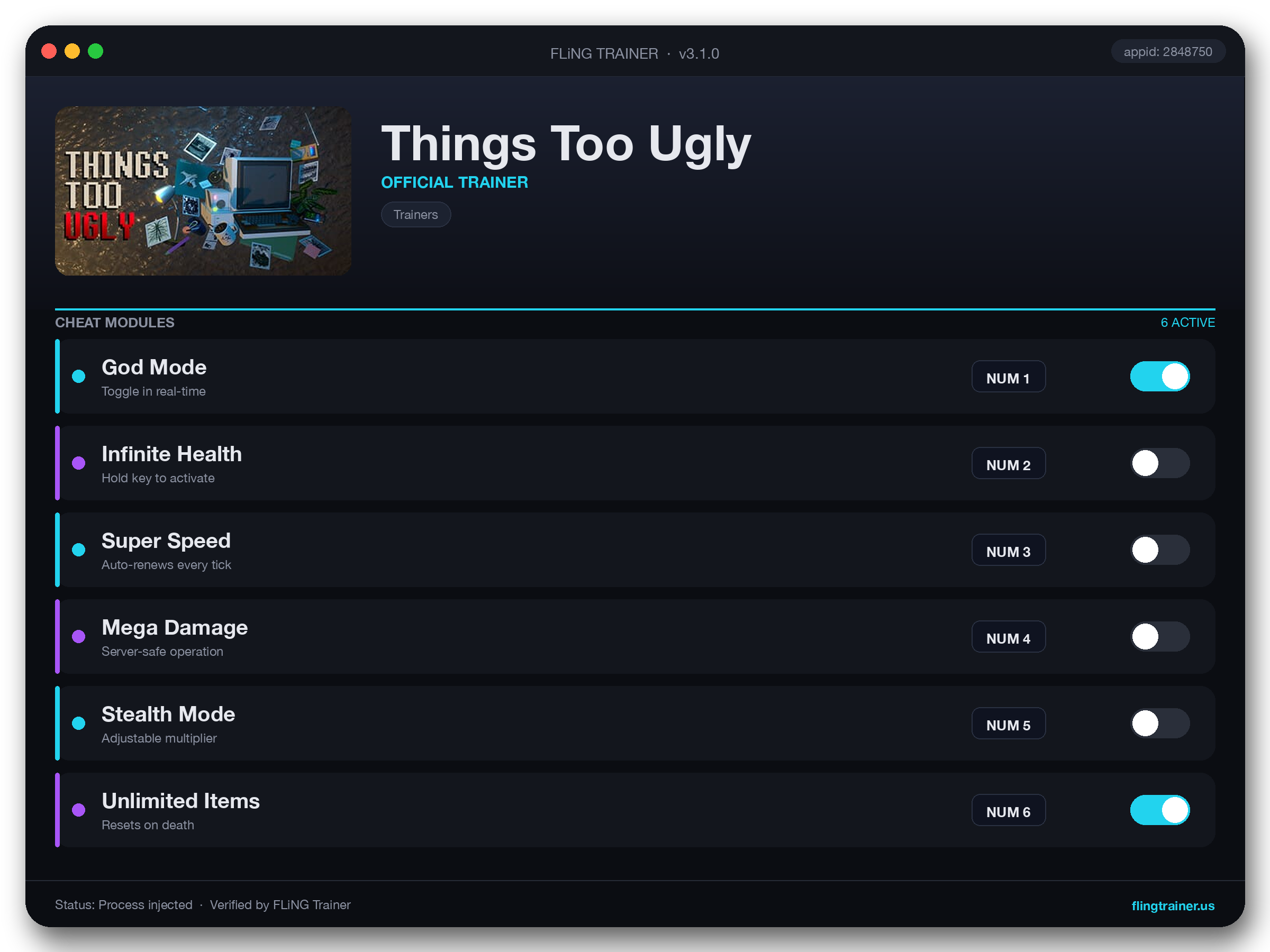 Things Too Ugly Trainer interface