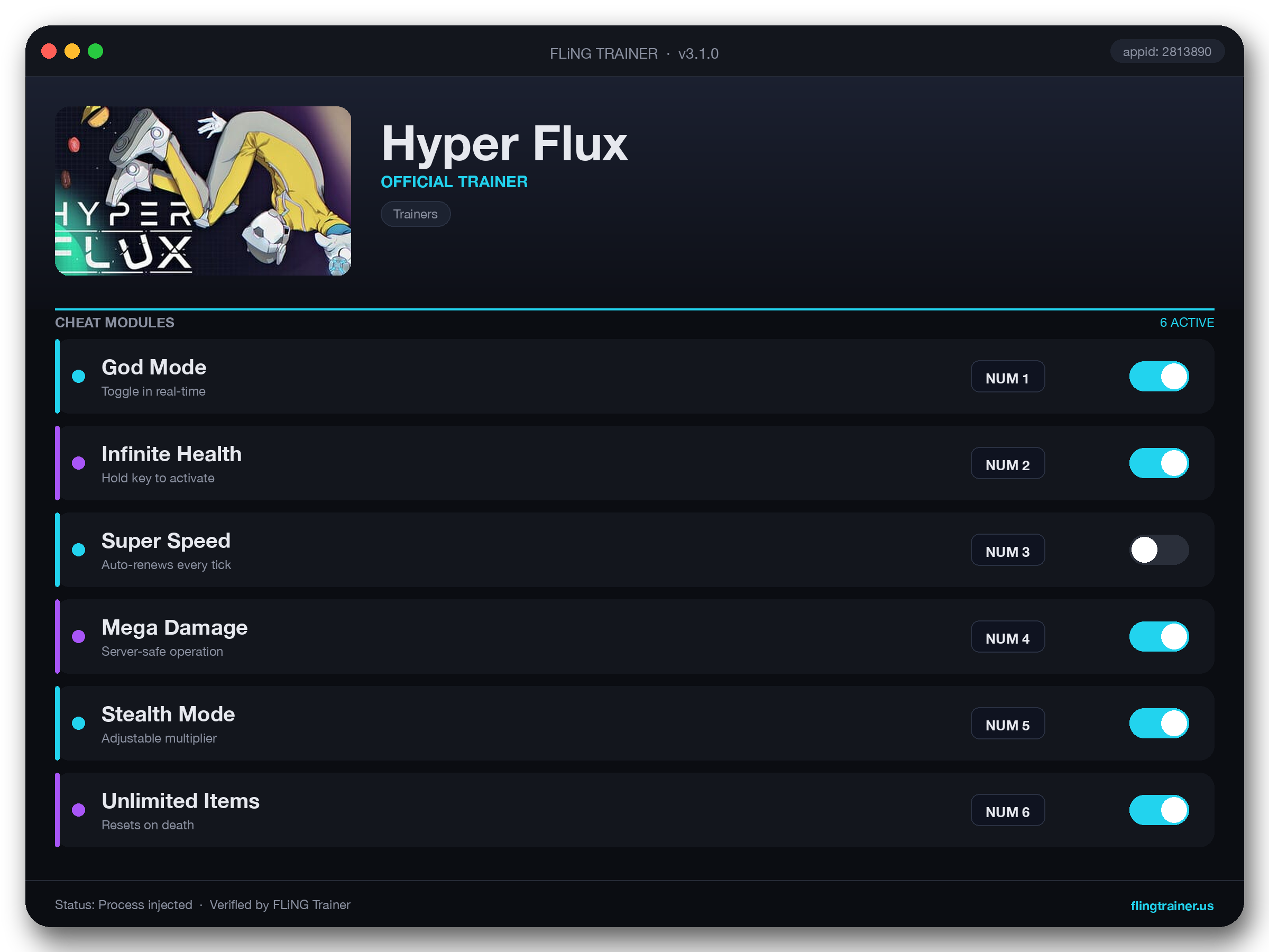 Hyper Flux Trainer interface