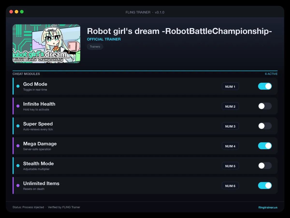Robot girl's dream -RobotBattleChampionship- Trainer interface