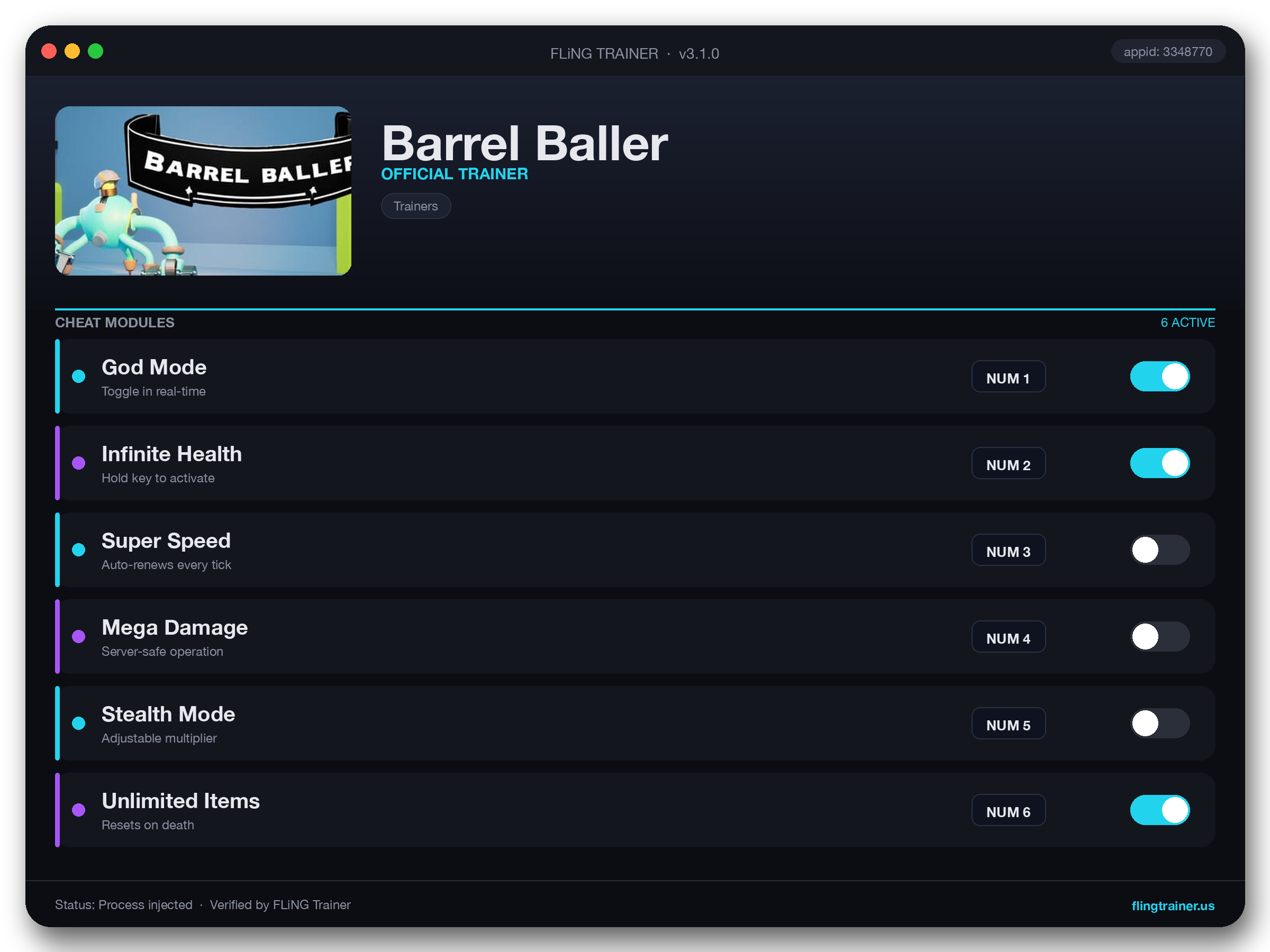 Barrel Baller Trainer interface