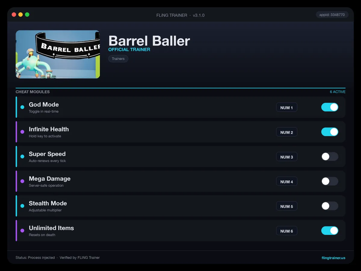 Barrel Baller Trainer interface
