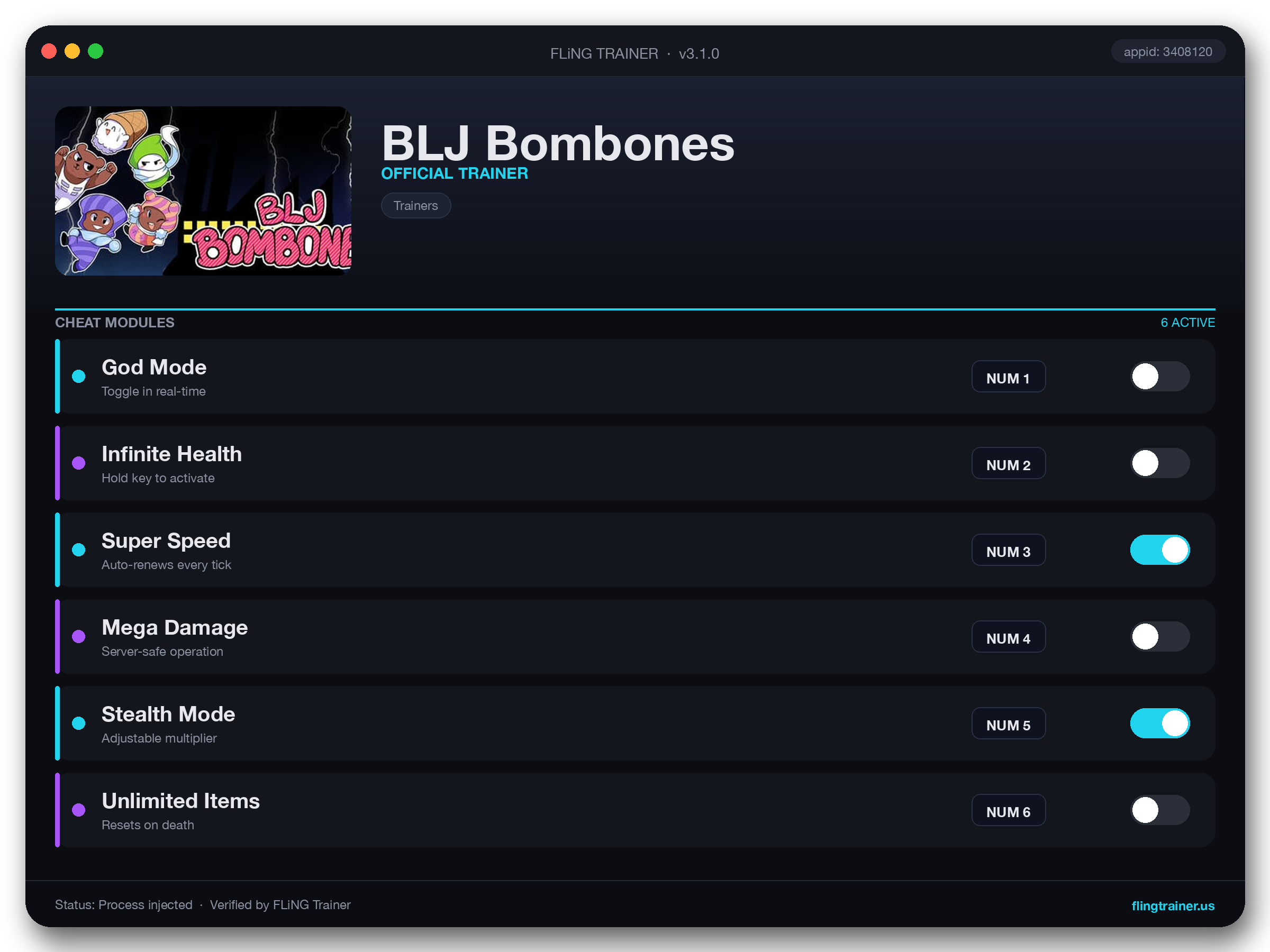 BLJ Bombones Trainer interface
