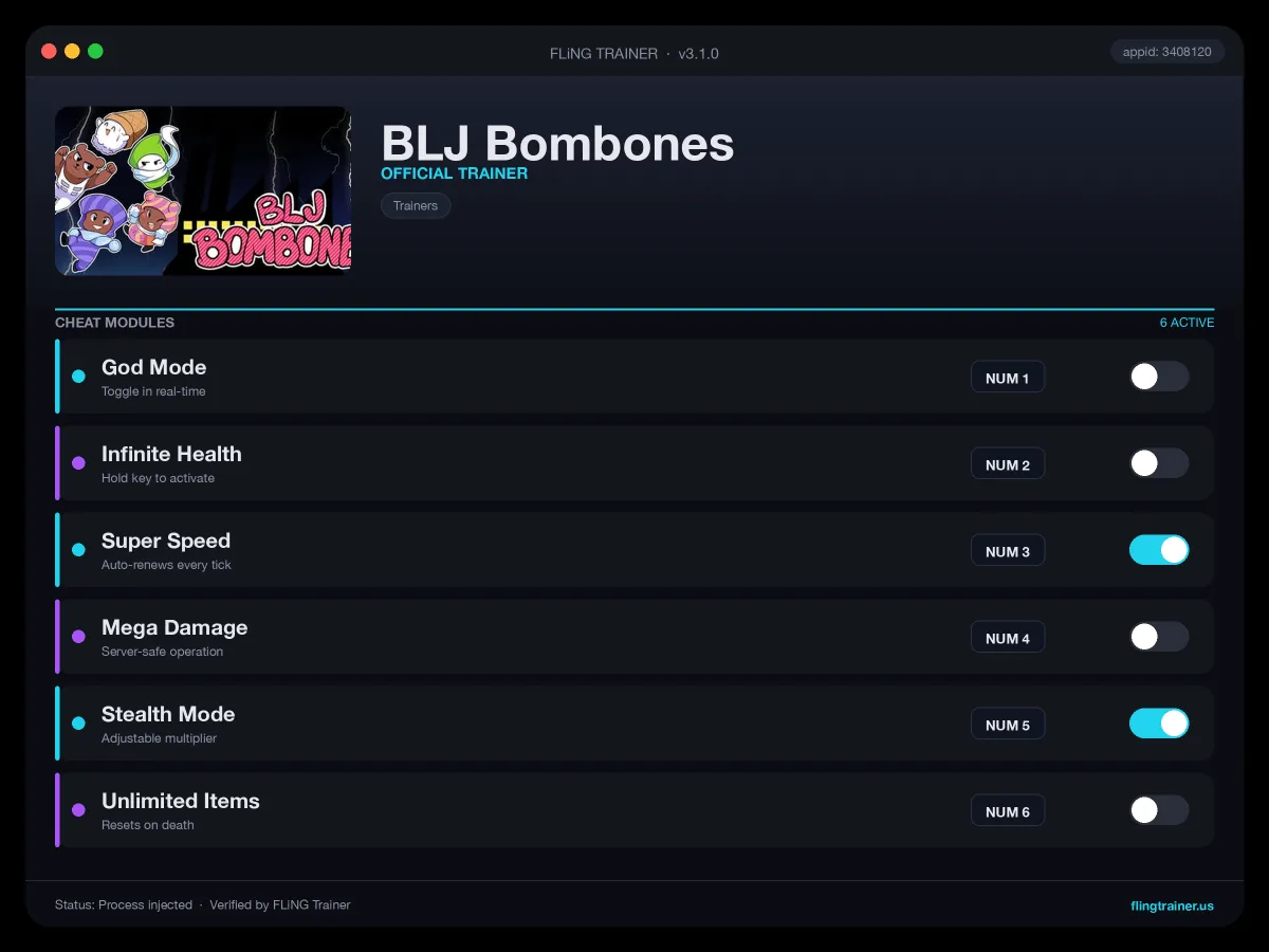 BLJ Bombones Trainer interface