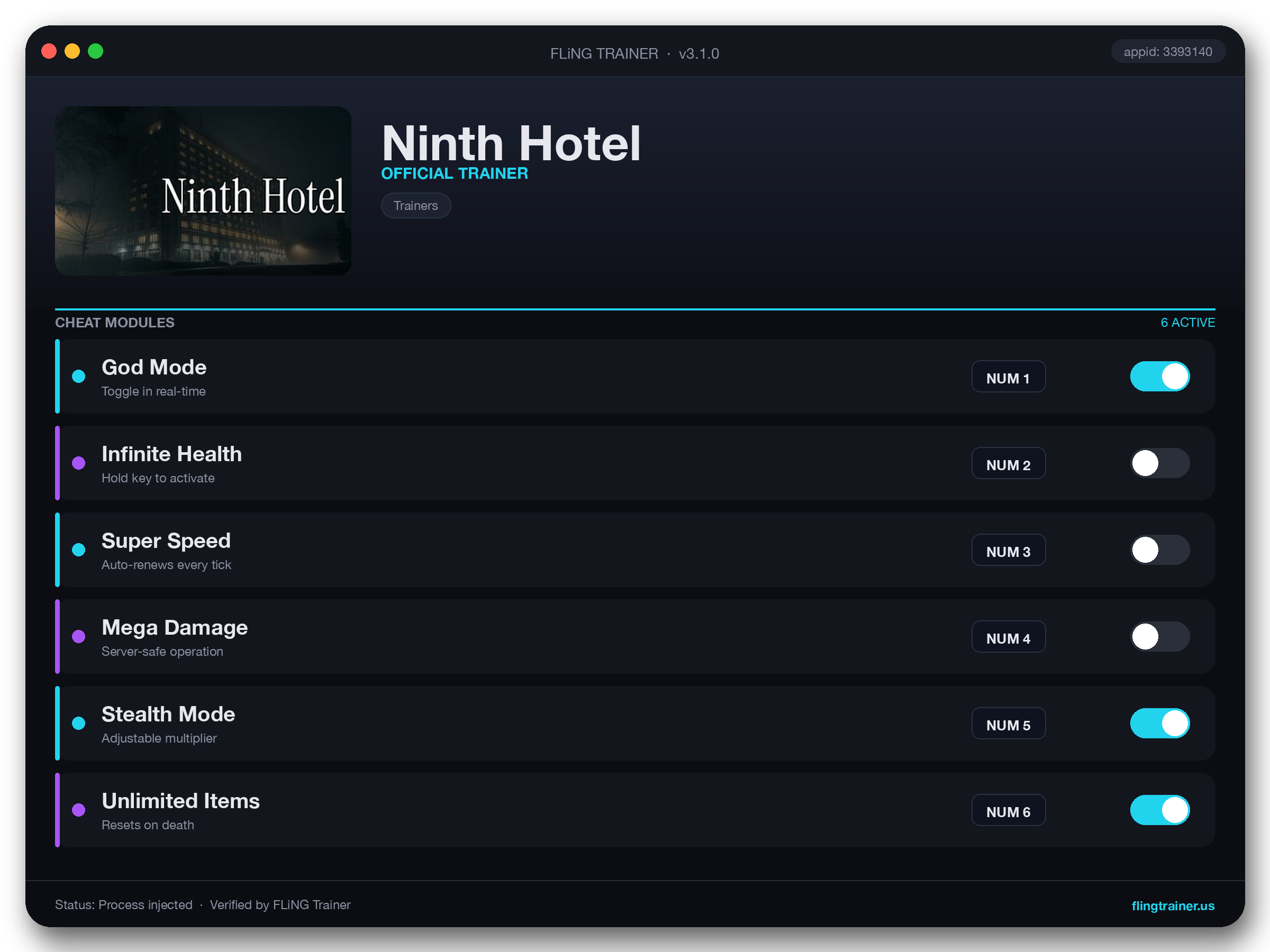 Ninth Hotel Trainer interface