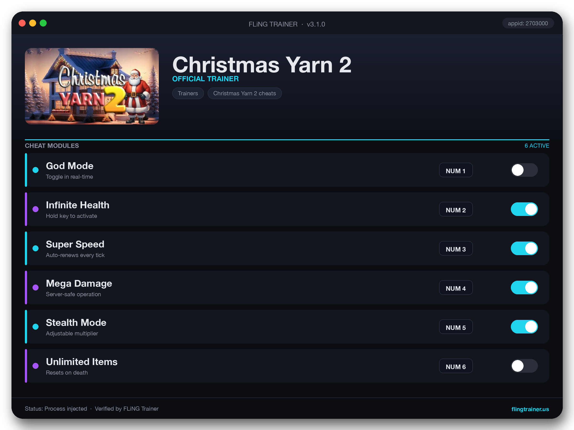 Christmas Yarn 2 Trainer interface