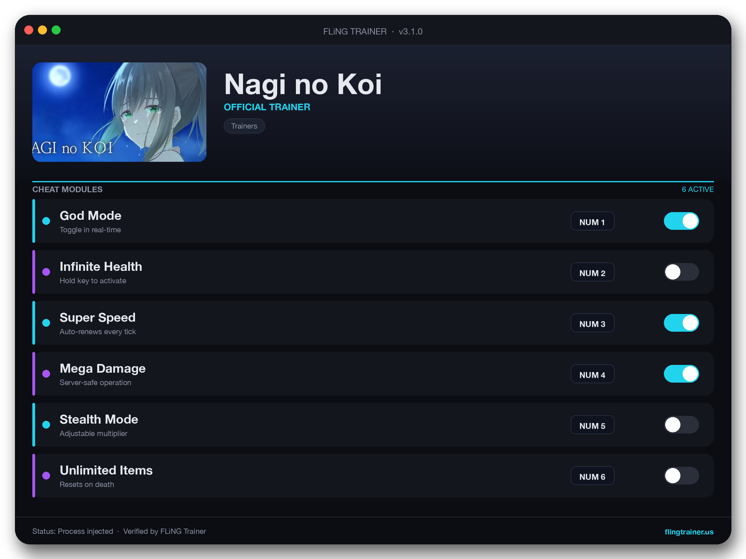 Nagi no Koi Trainer interface