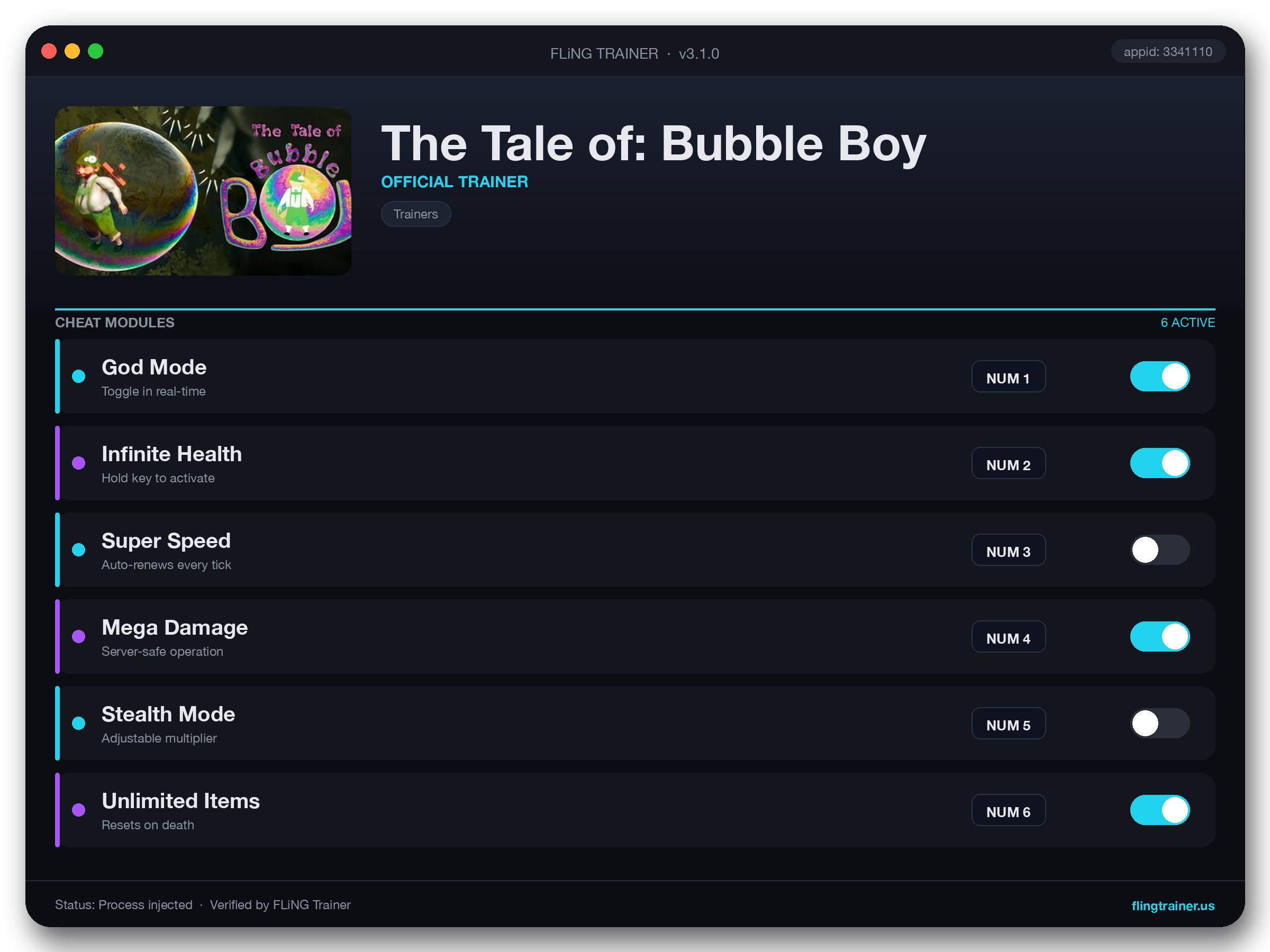 The Tale of: Bubble Boy Trainer interface