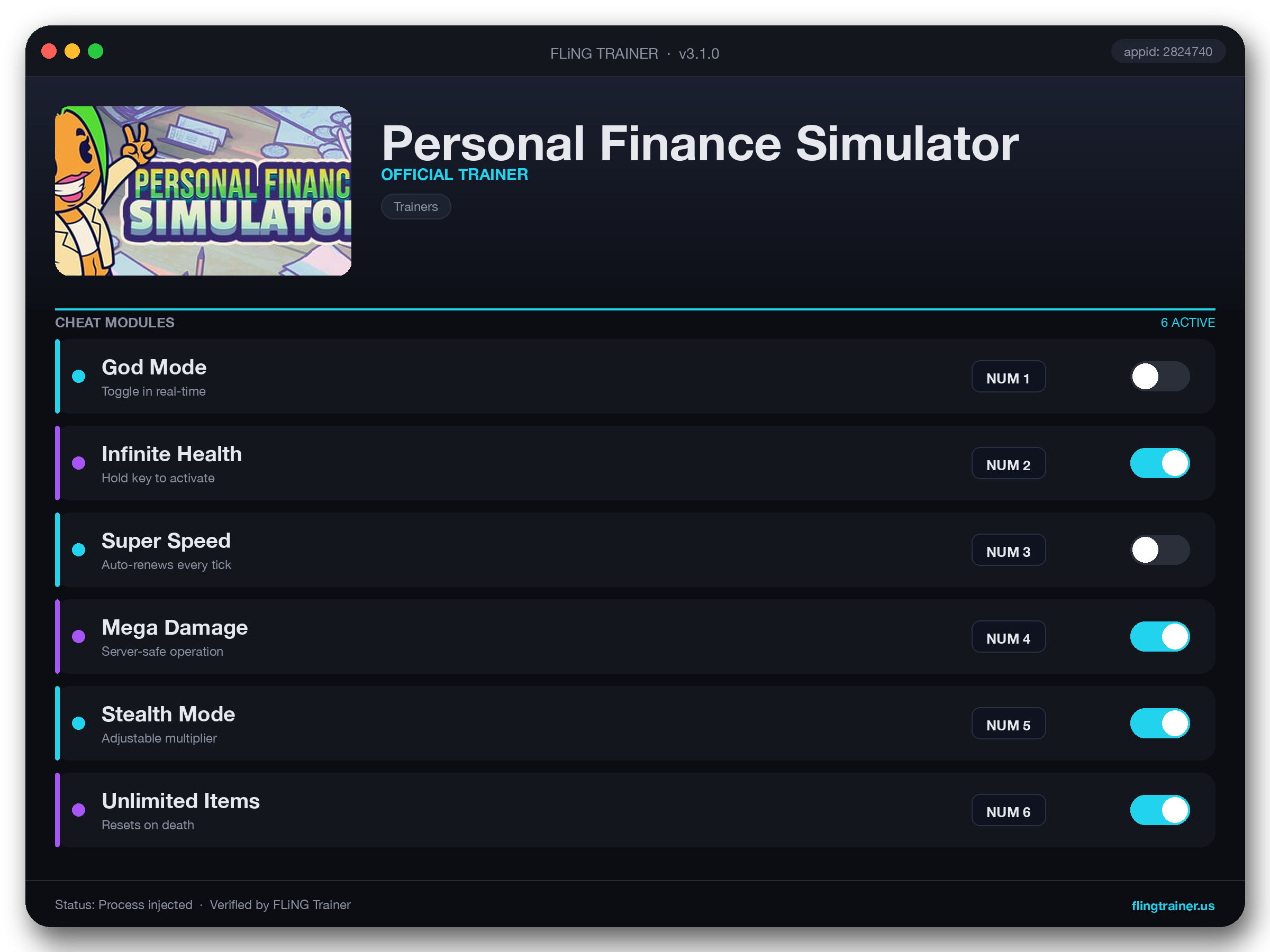 Personal Finance Simulator Trainer interface