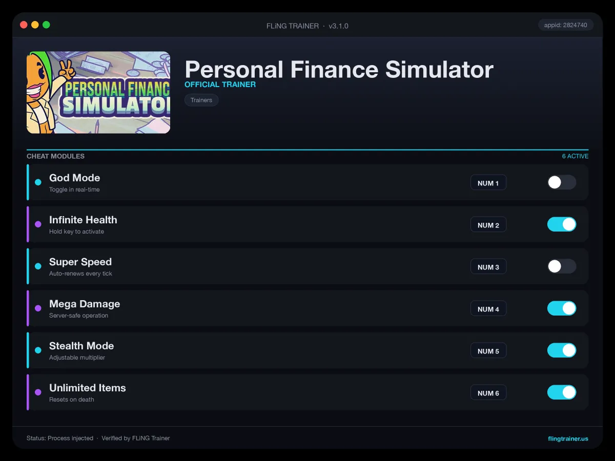 Personal Finance Simulator Trainer interface