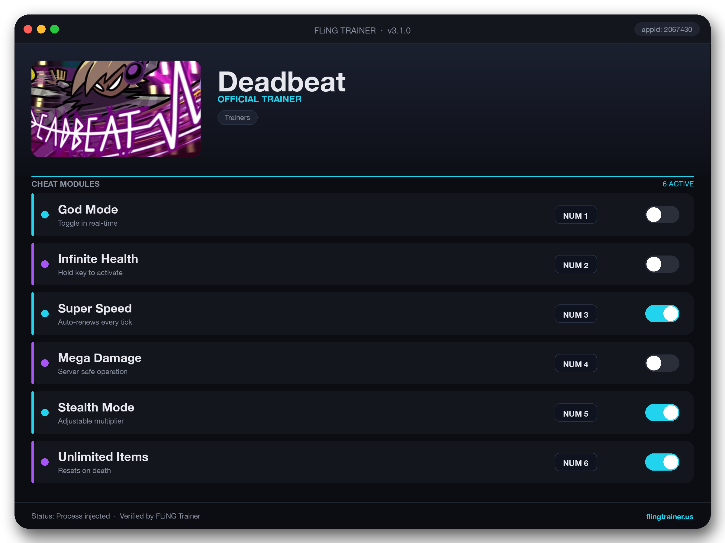 Deadbeat Trainer interface
