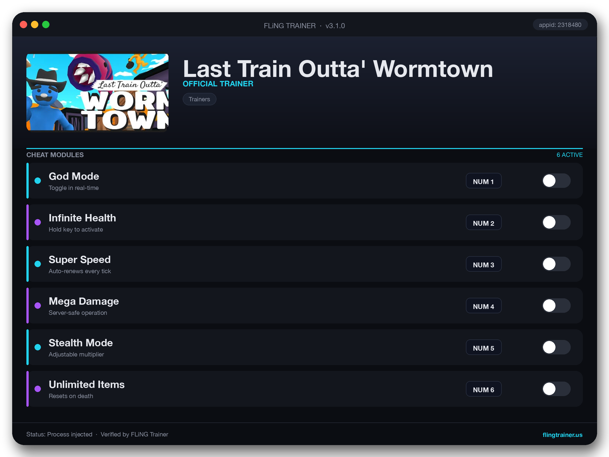 Last Train Outta' Wormtown Trainer interface