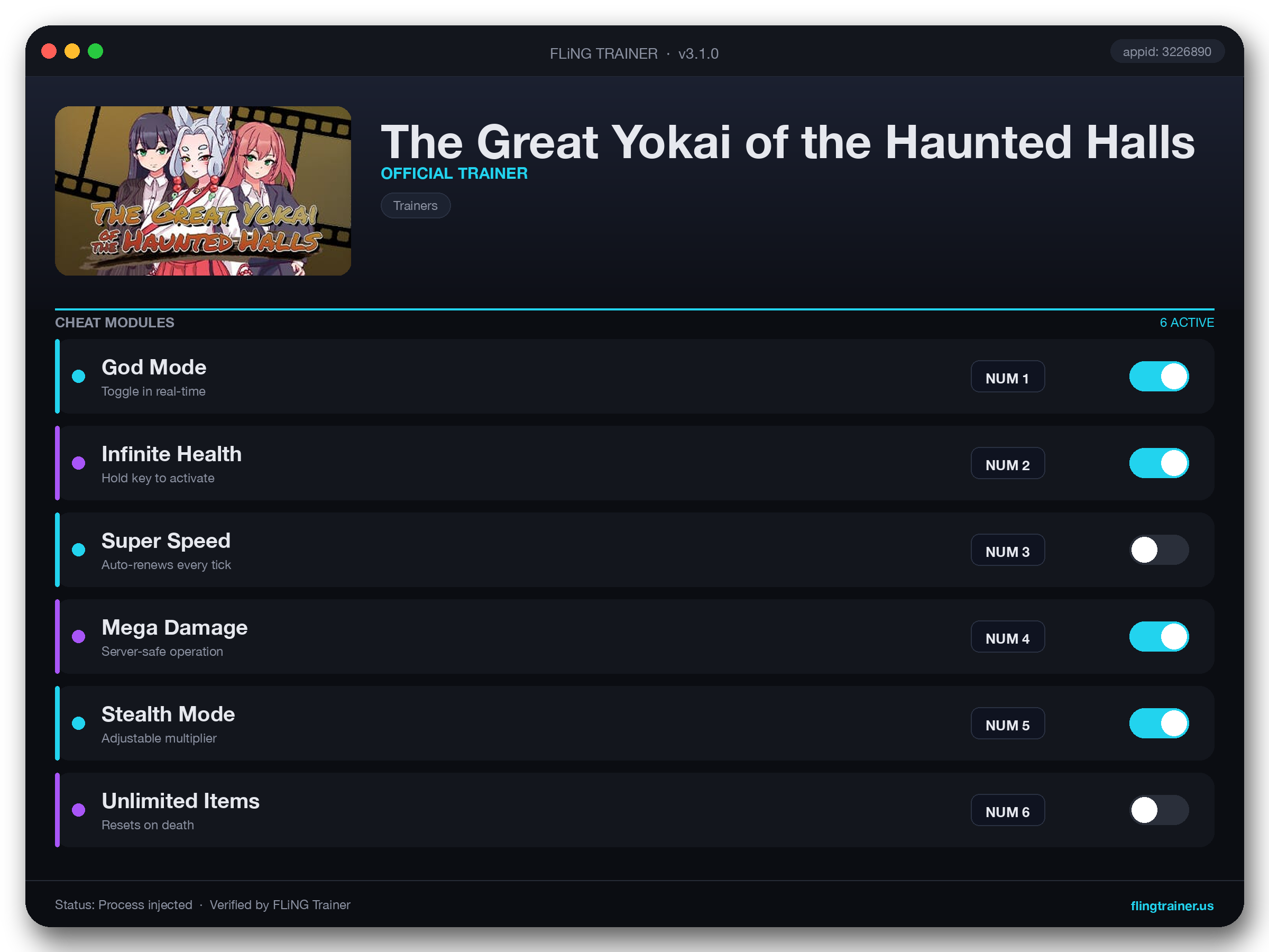 The Great Yokai of the Haunted Halls Trainer interface