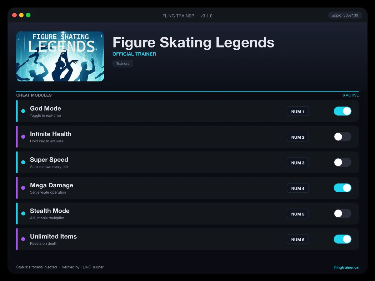 Figure Skating Legends Trainer interface
