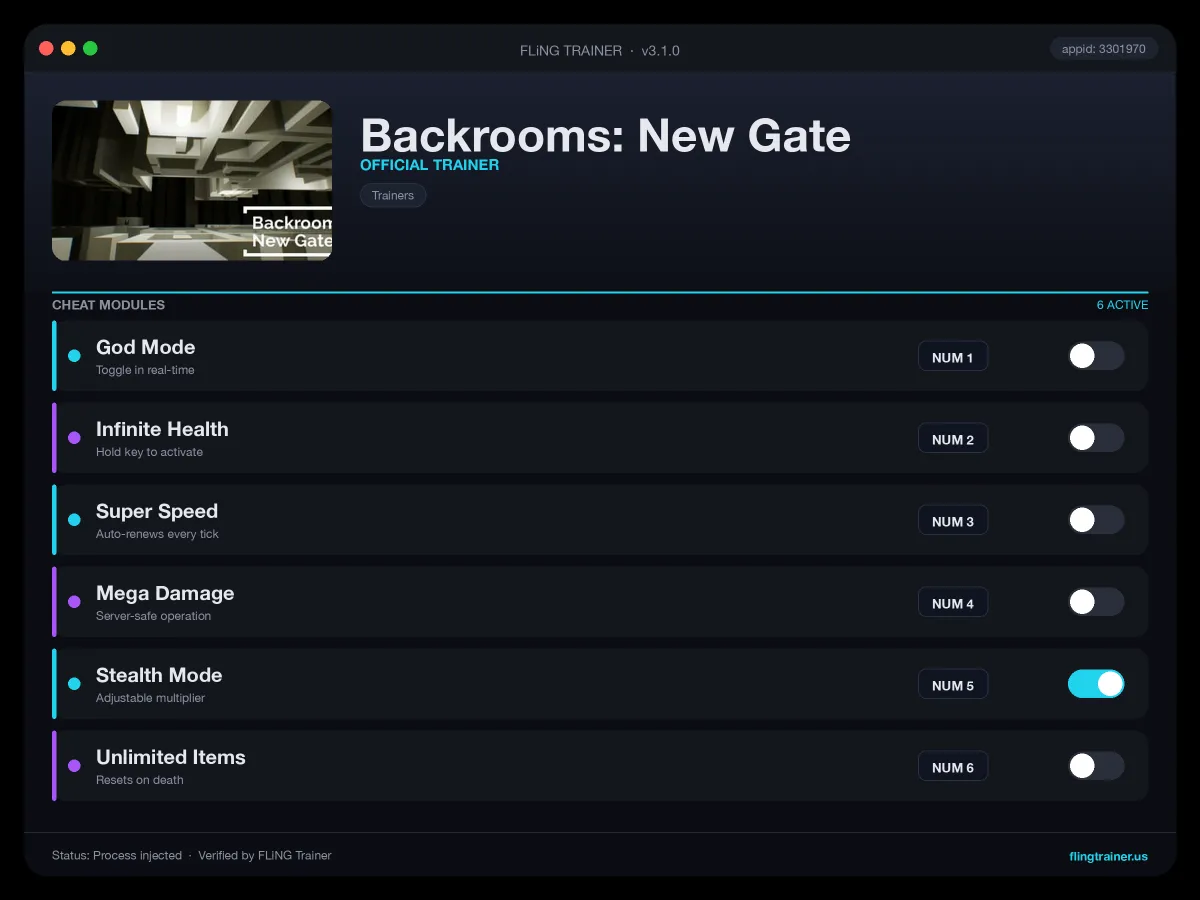 Backrooms: New Gate Trainer interface