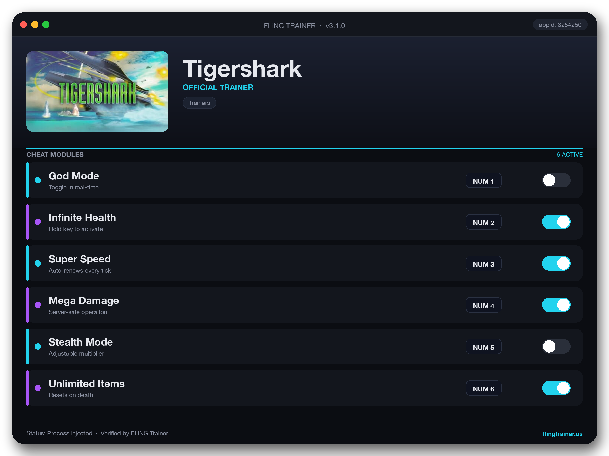 Tigershark Trainer interface