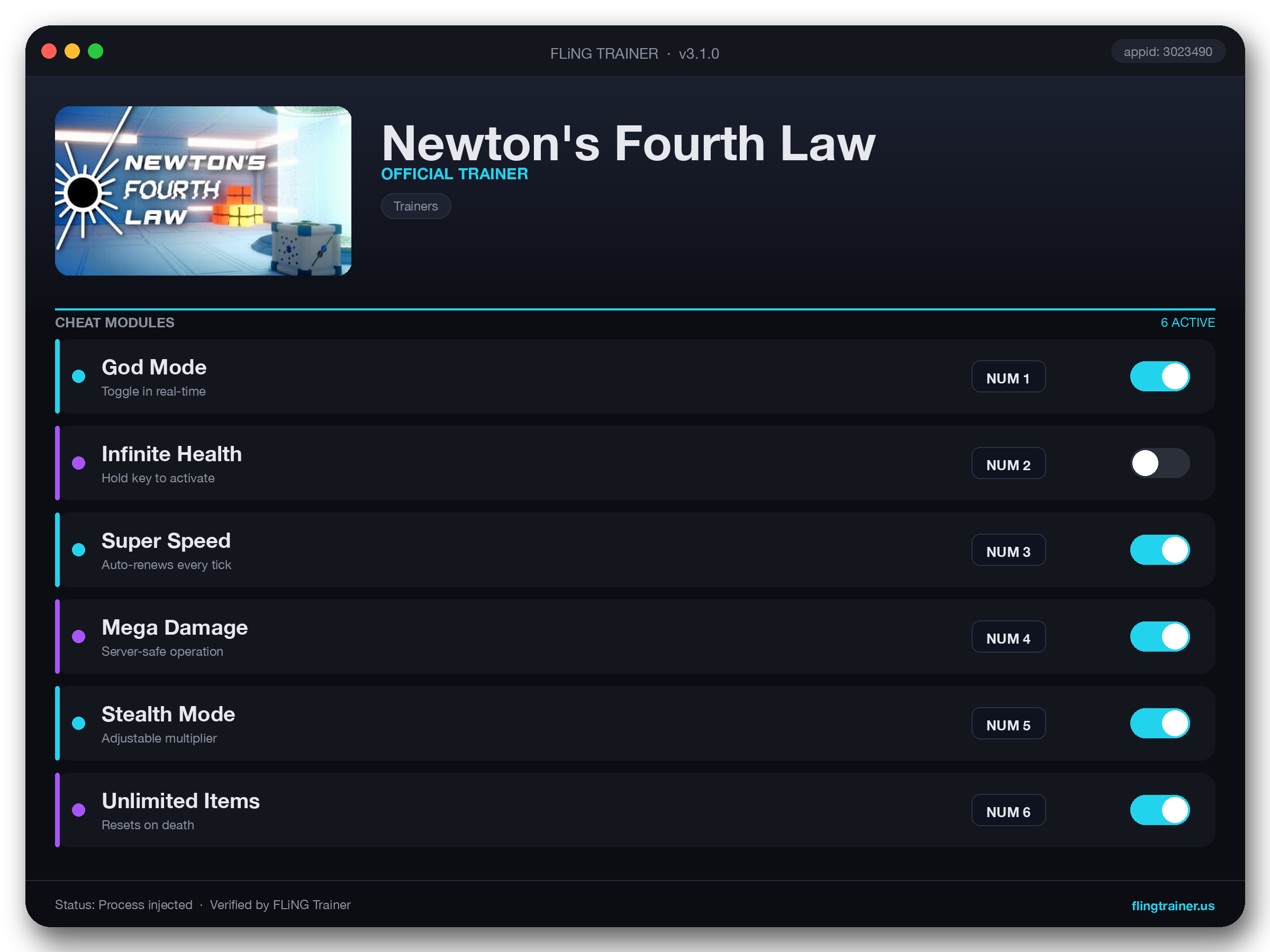 Newton's Fourth Law Trainer interface