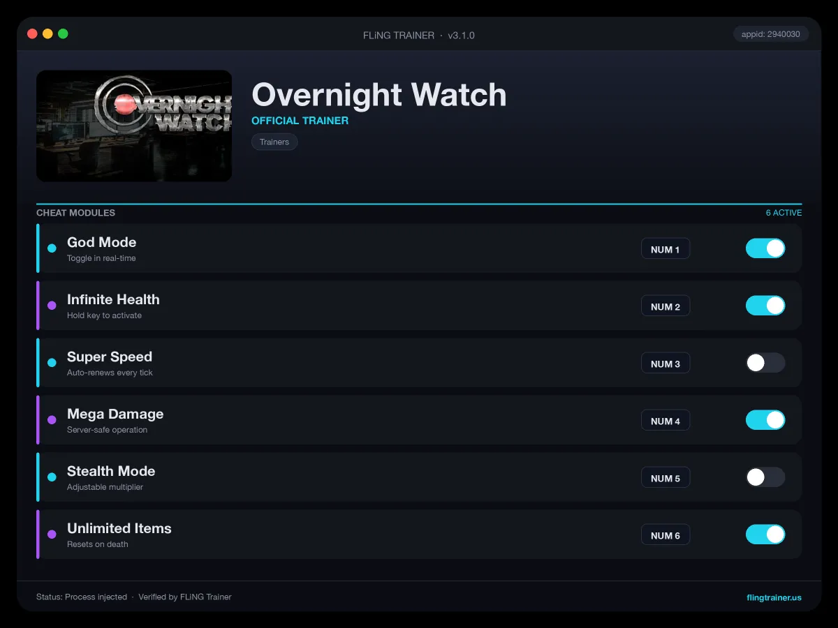 Overnight Watch Trainer interface