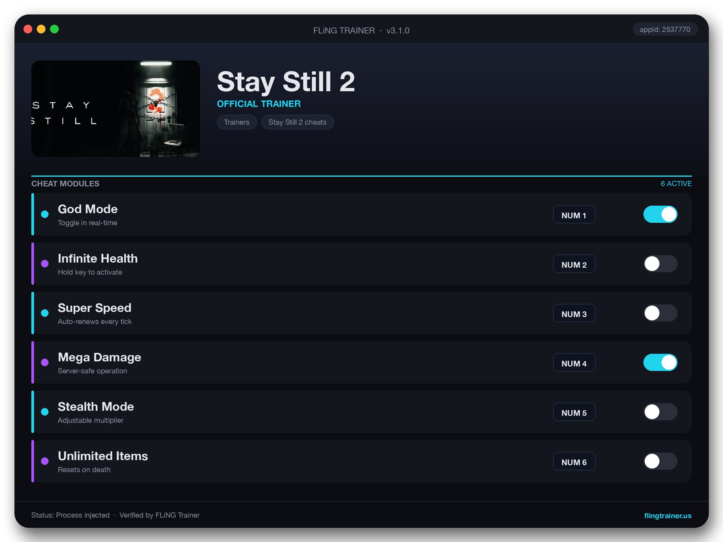 Stay Still 2 Trainer interface