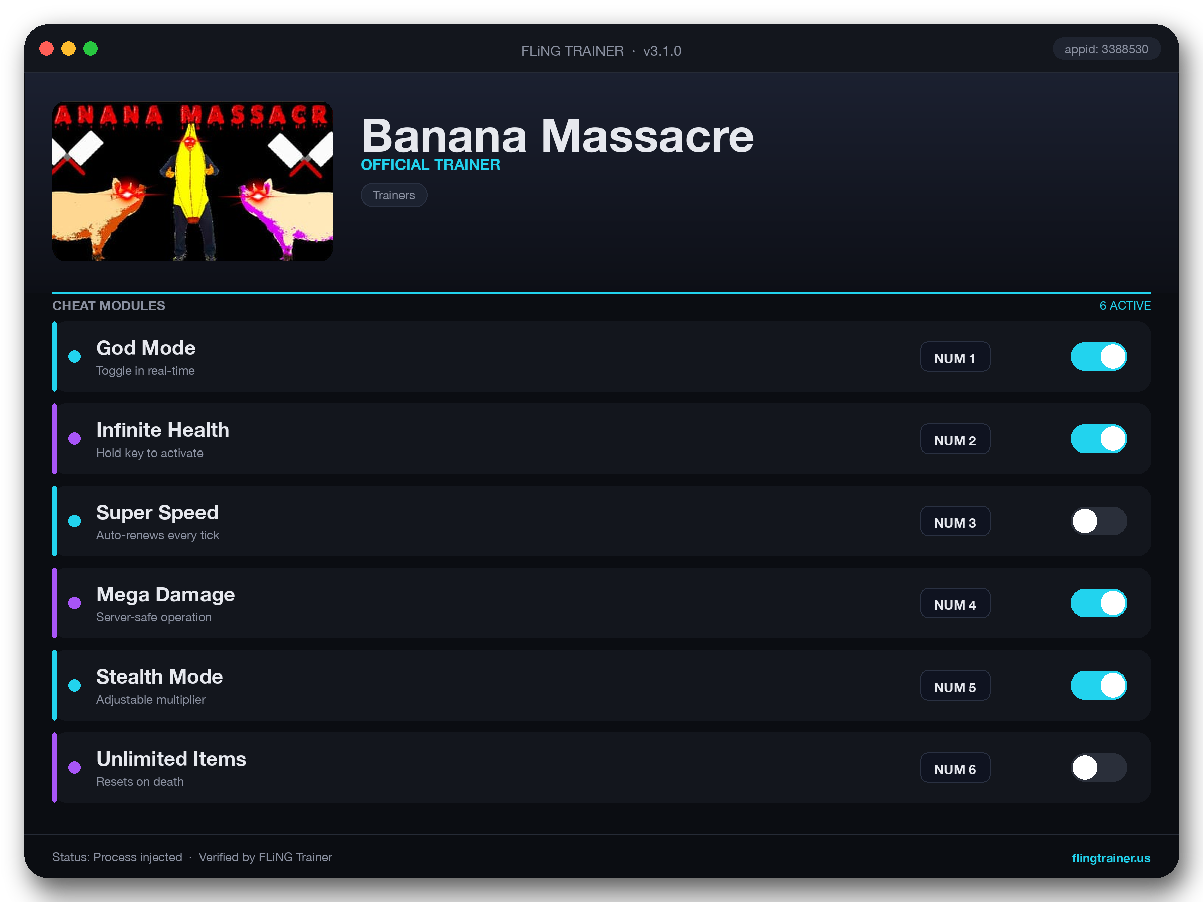Banana Massacre Trainer interface