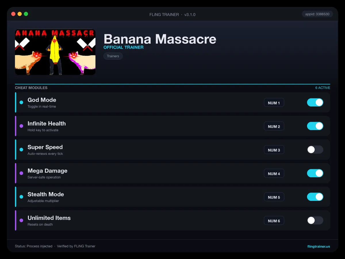 Banana Massacre Trainer interface