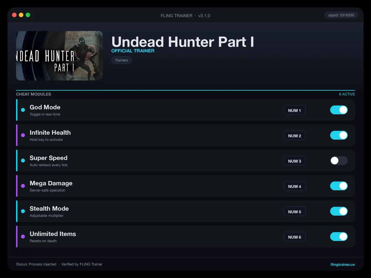 Undead Hunter Part I Trainer interface