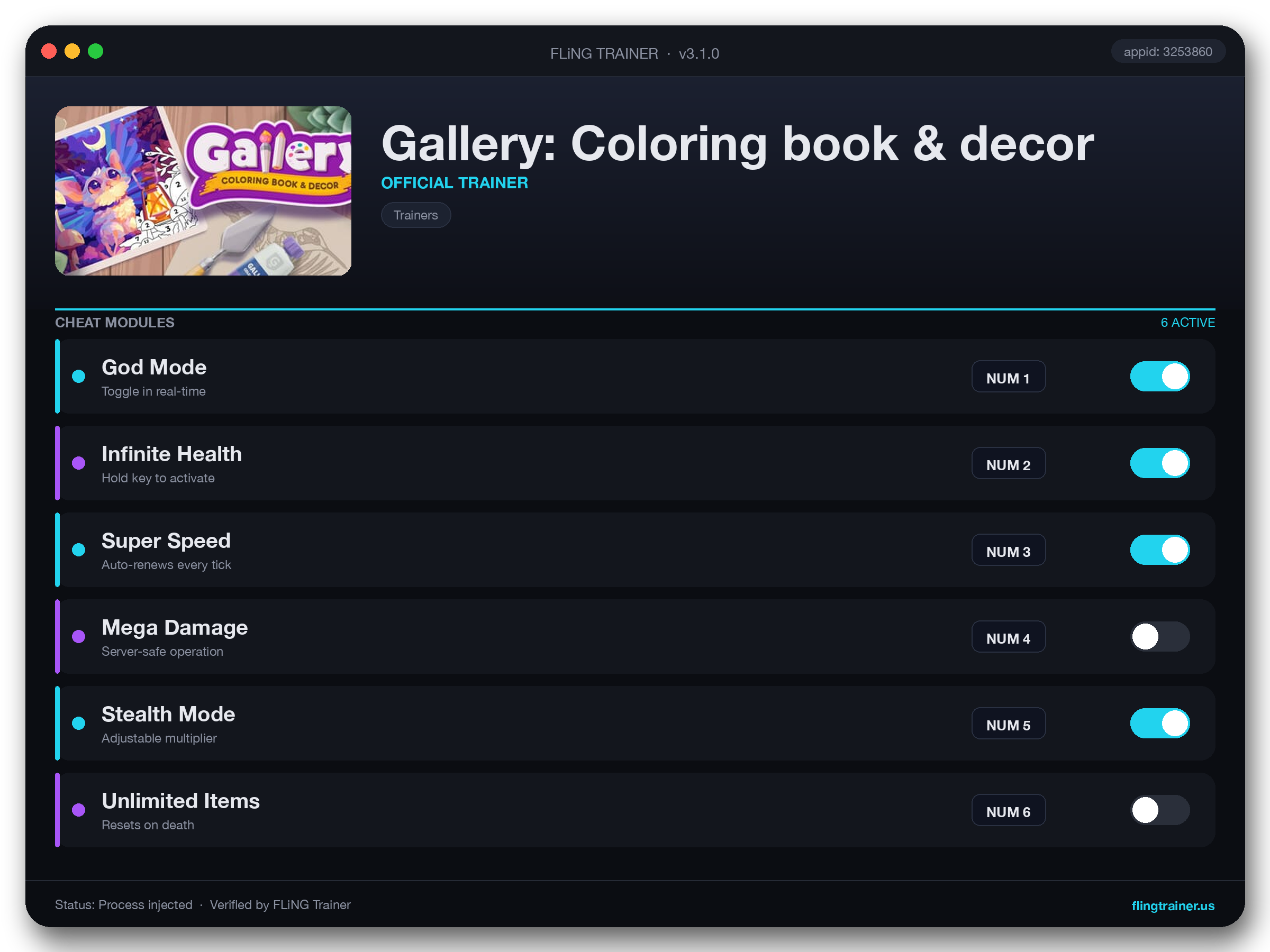 Gallery: Coloring book & decor Trainer interface