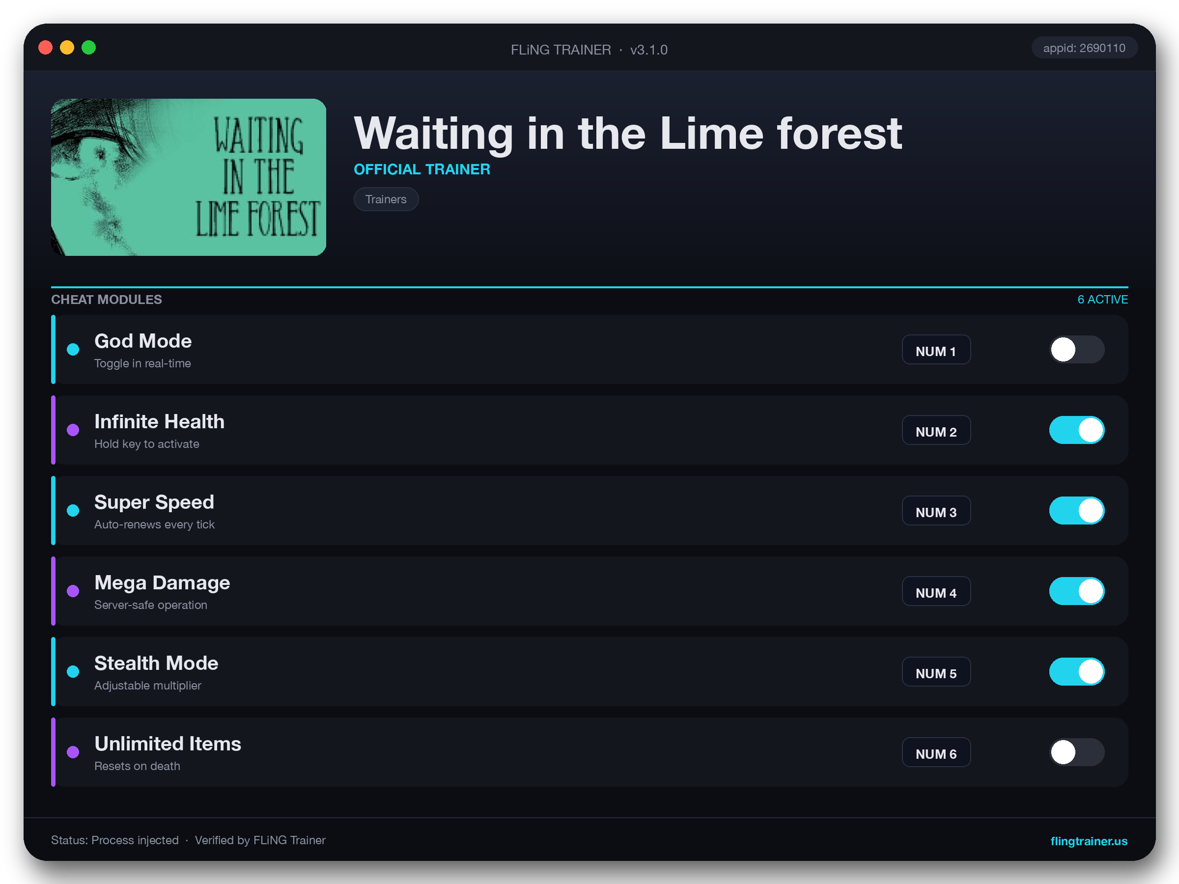 Waiting in the Lime forest Trainer interface