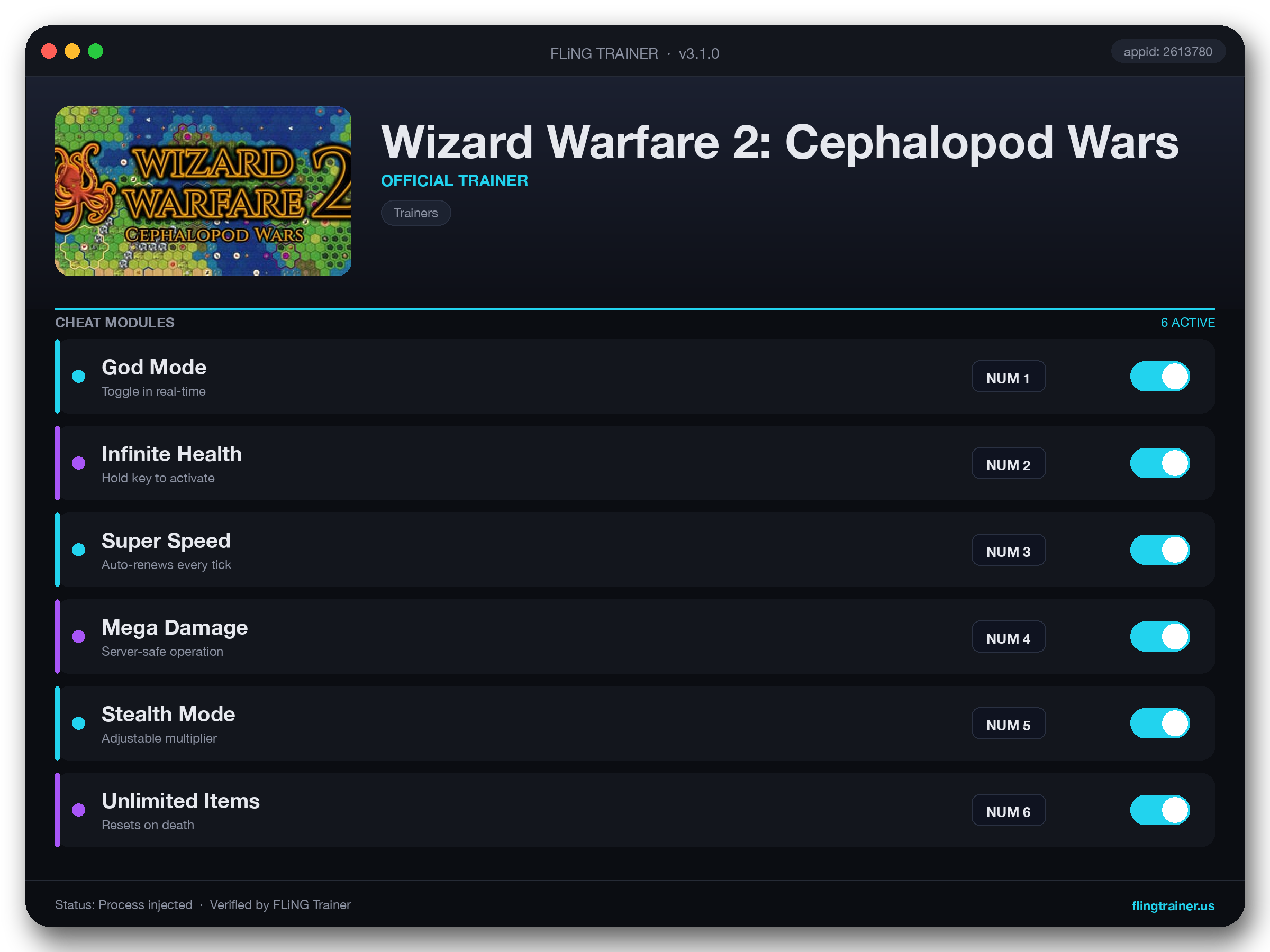 Wizard Warfare 2: Cephalopod Wars Trainer interface