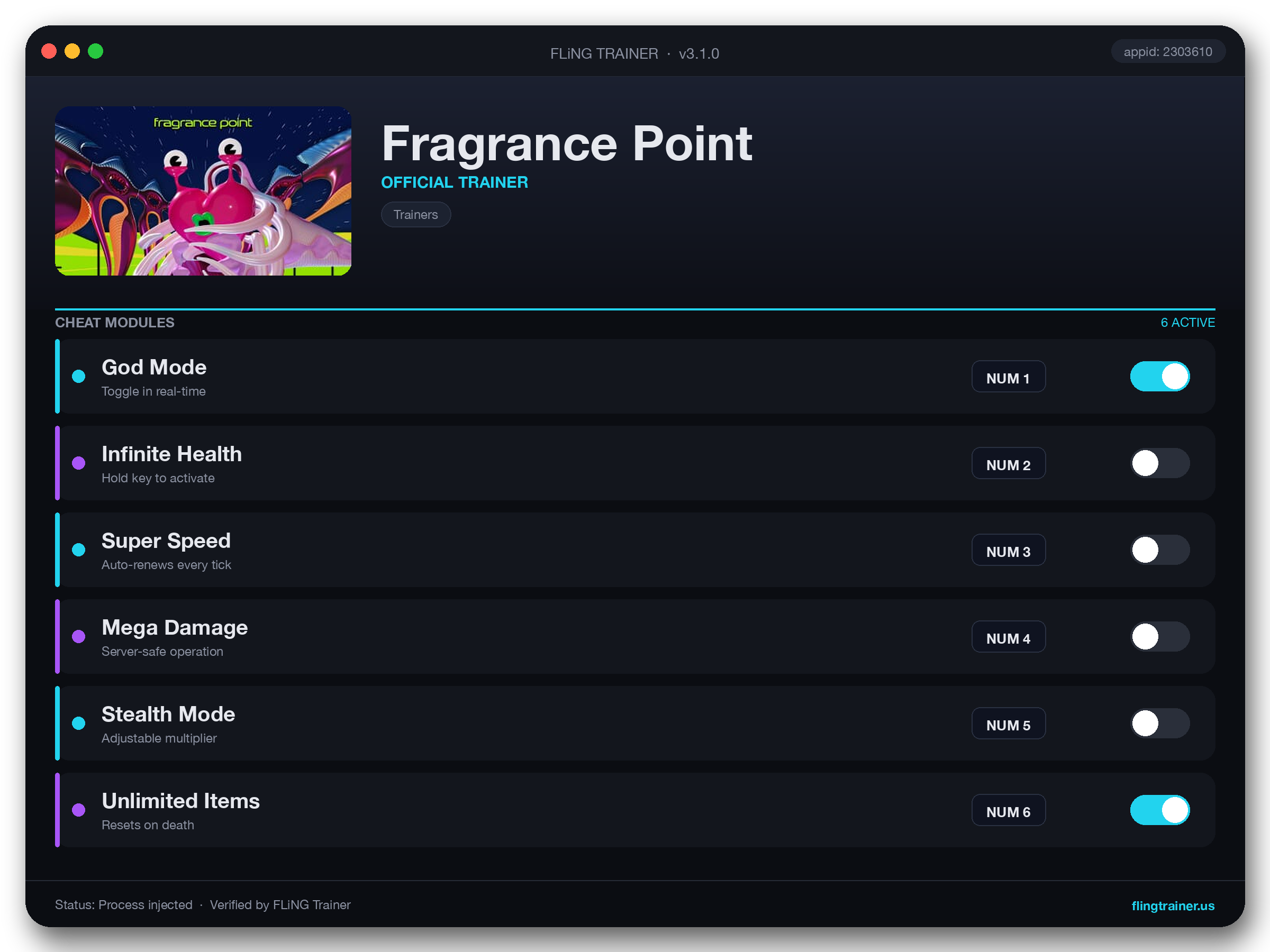 Fragrance Point Trainer interface