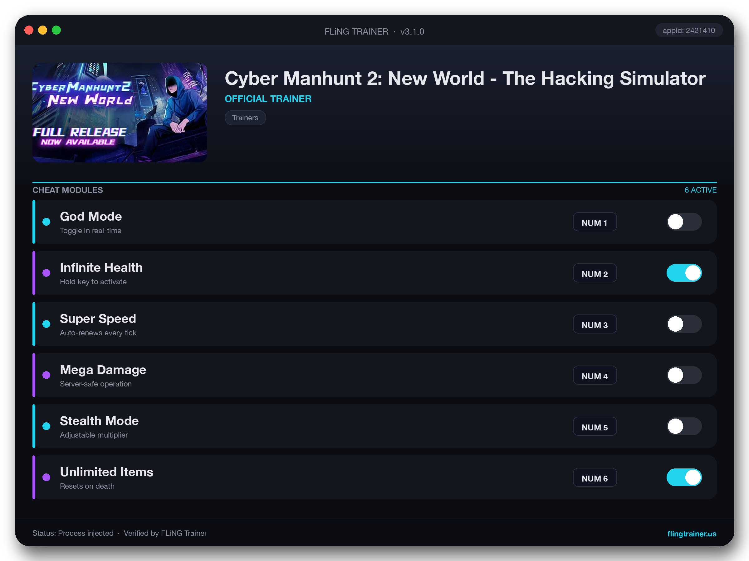 Cyber Manhunt 2: New World - The Hacking Simulator Trainer interface
