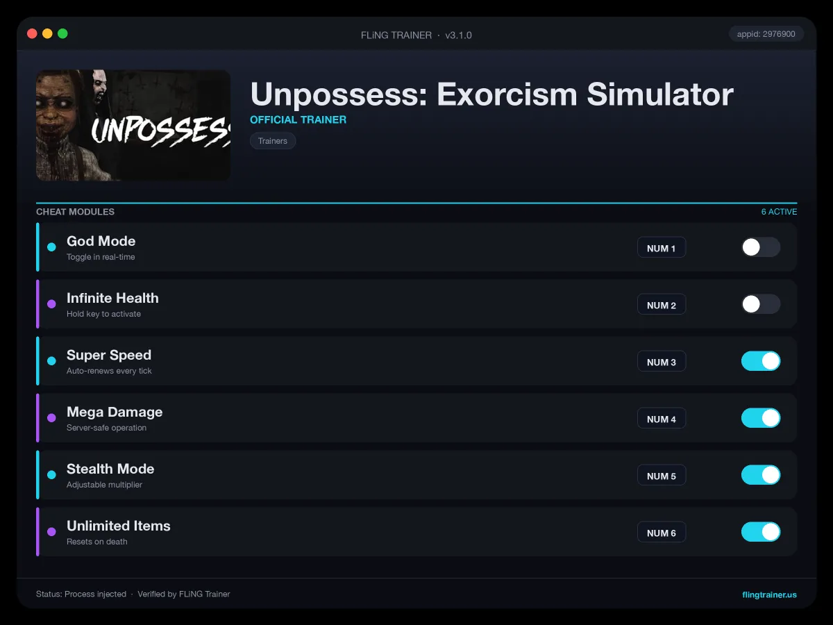 Unpossess: Exorcism Simulator Trainer interface