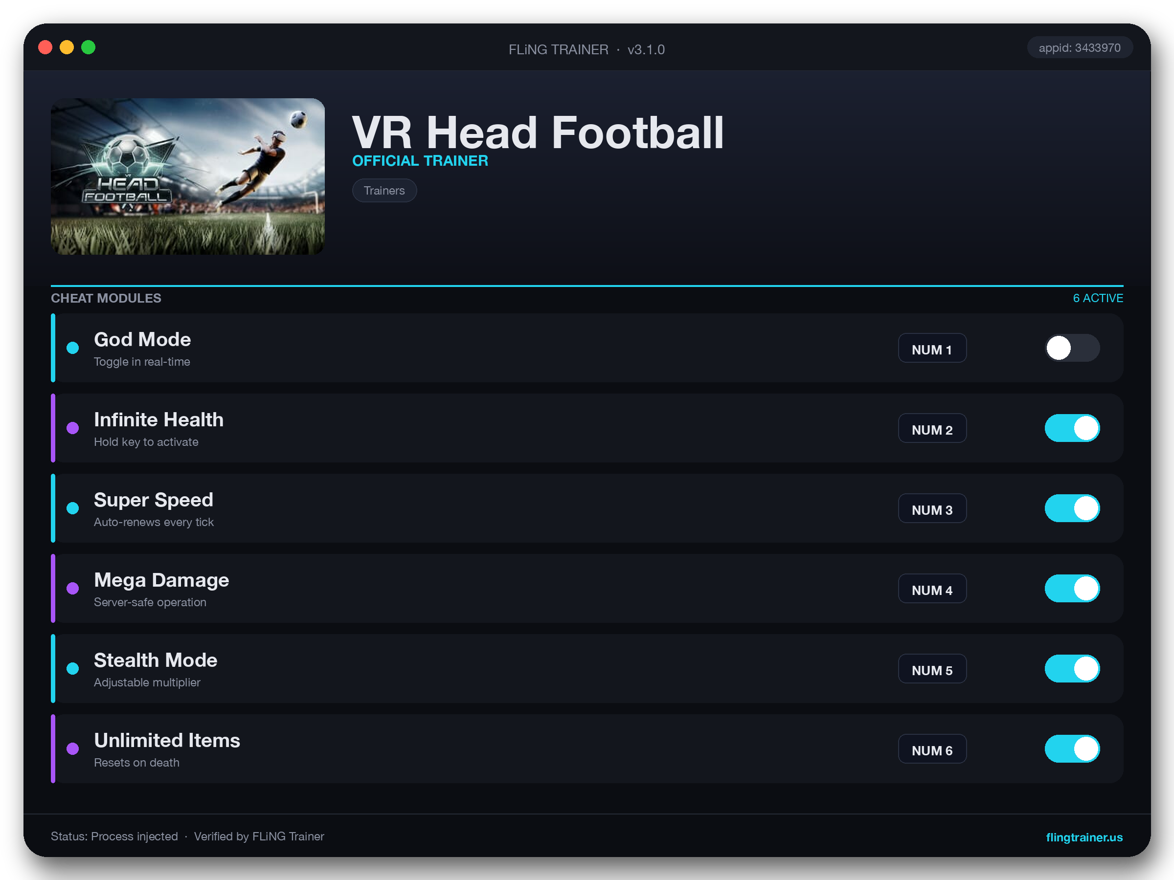 VR Head Football Trainer interface