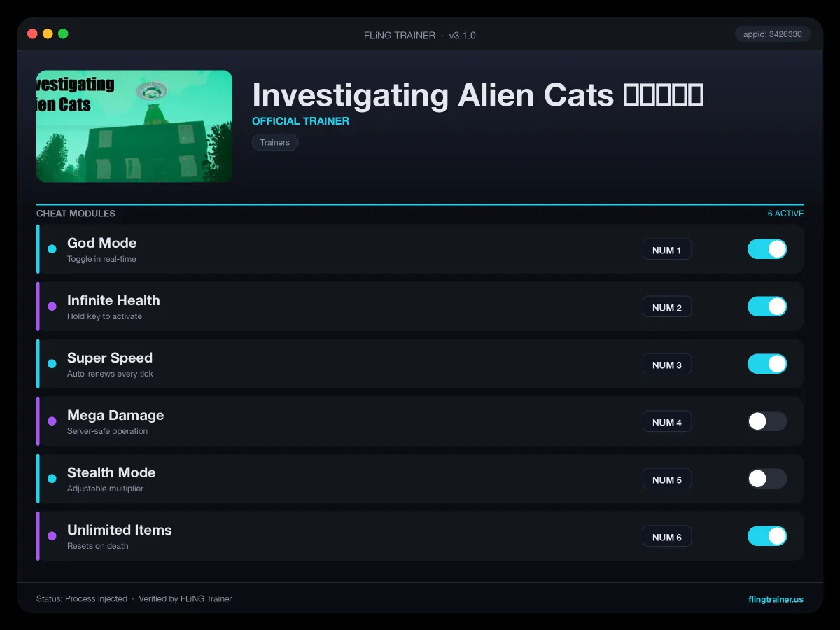 Investigating Alien Cats 调查外星猫 Trainer interface