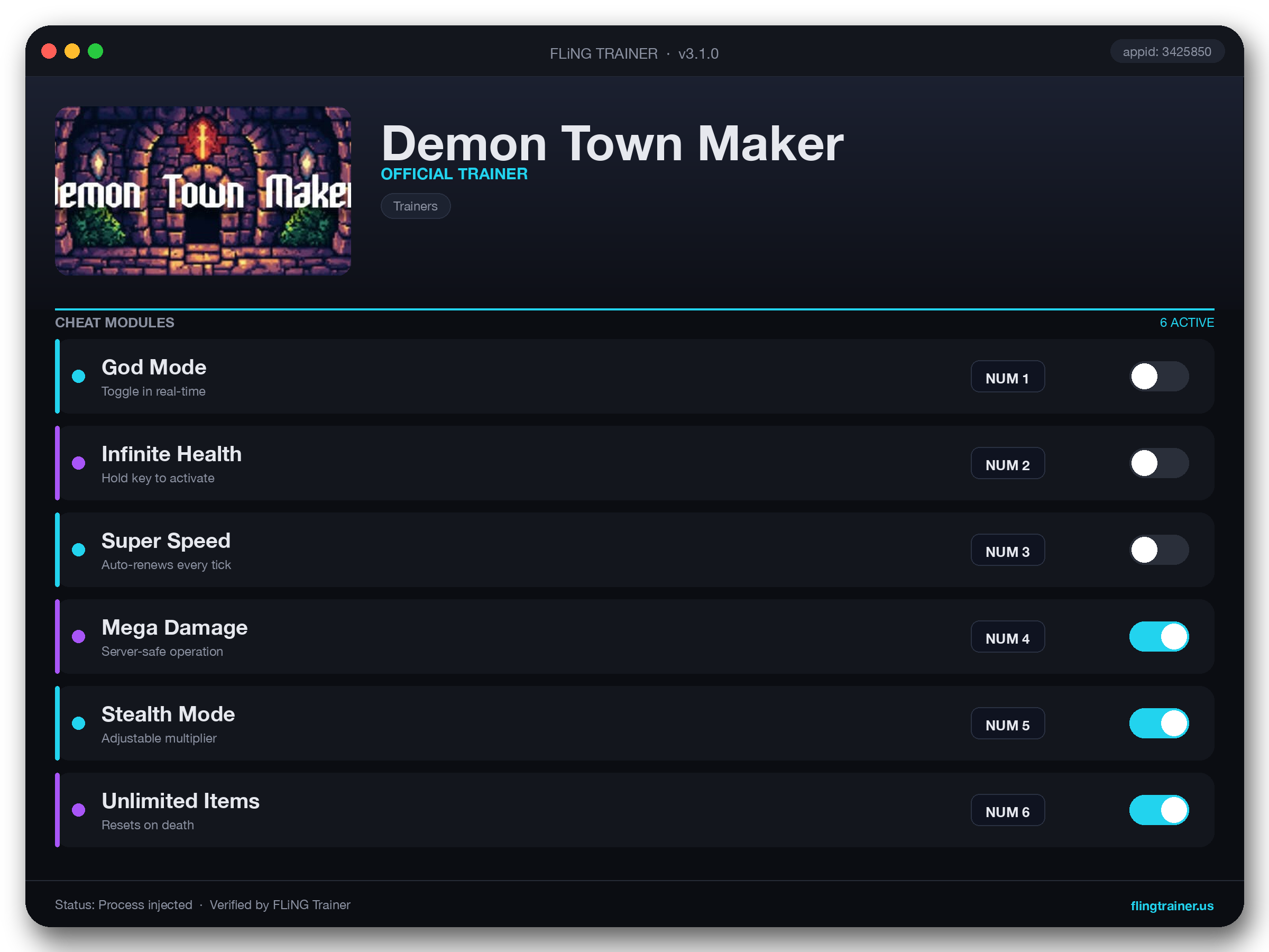 Demon Town Maker Trainer interface