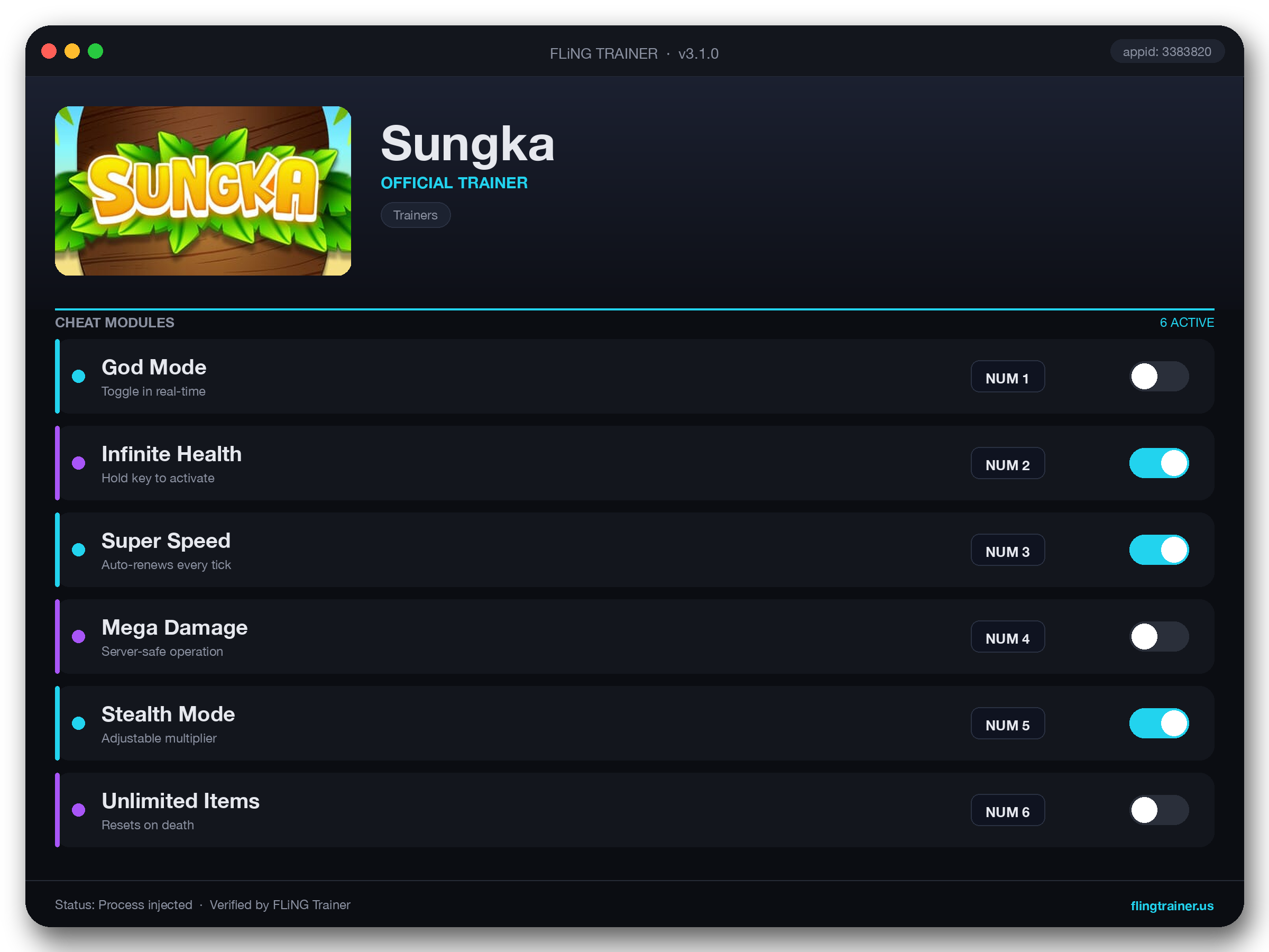 Sungka Trainer interface