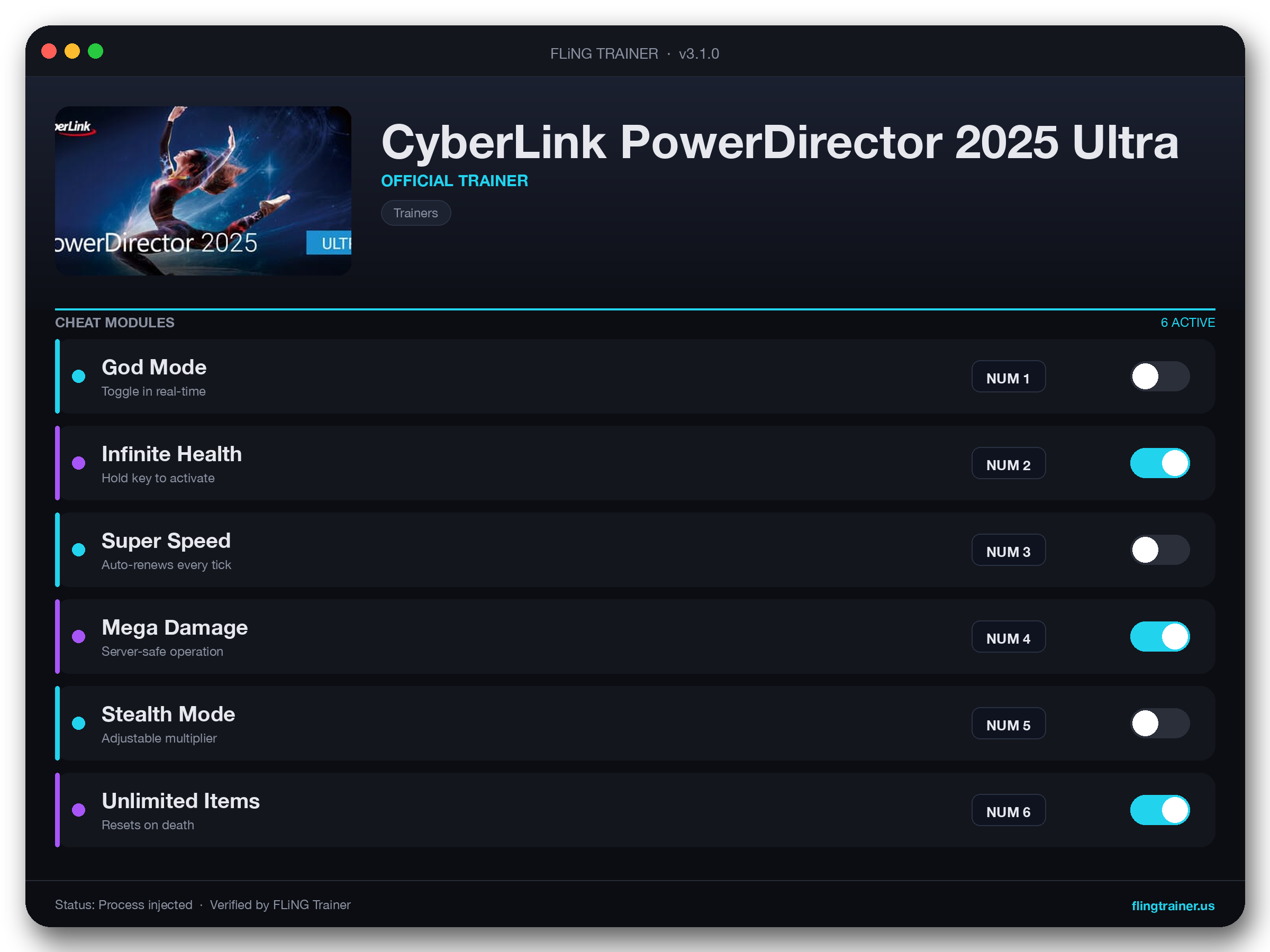 CyberLink PowerDirector 2025 Ultra Trainer interface