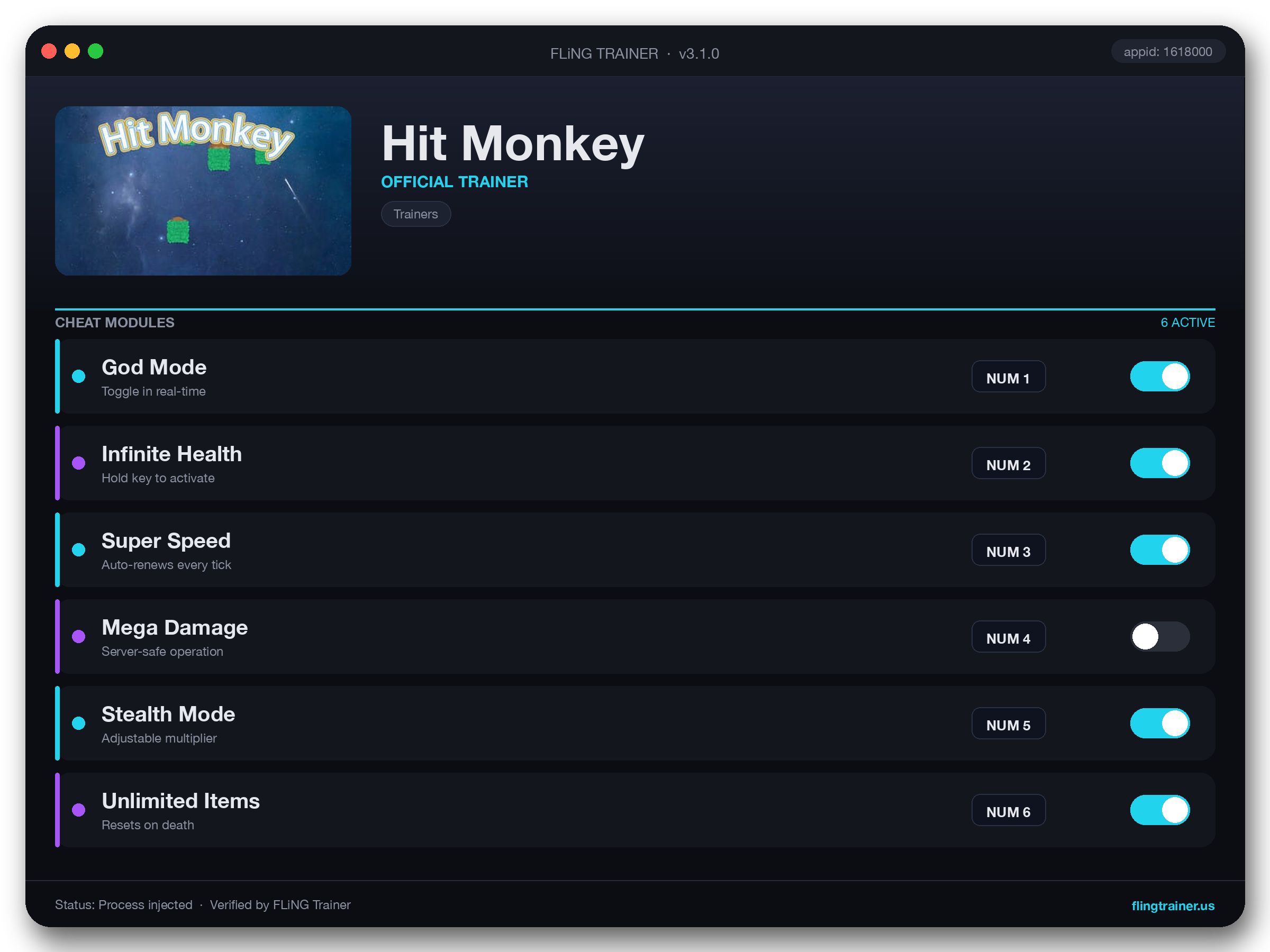 Hit Monkey Trainer interface