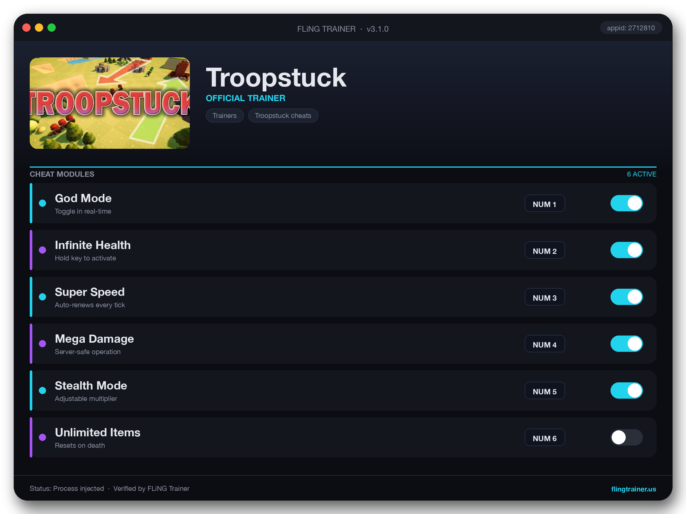 Troopstuck Trainer interface