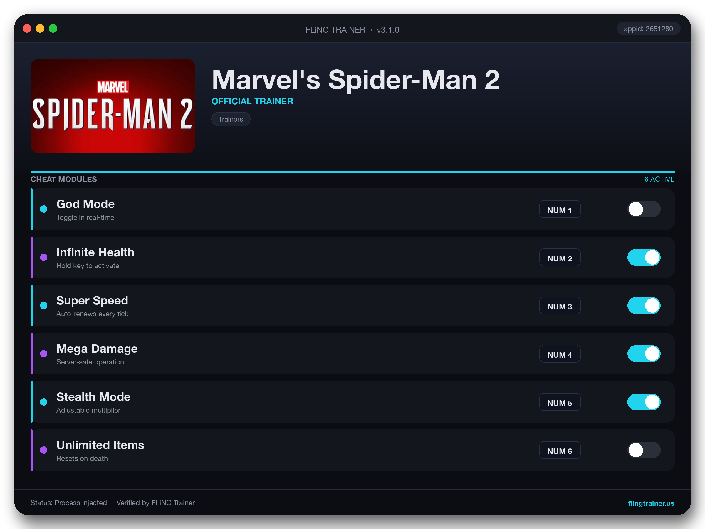 Marvel's Spider-Man 2 Trainer interface