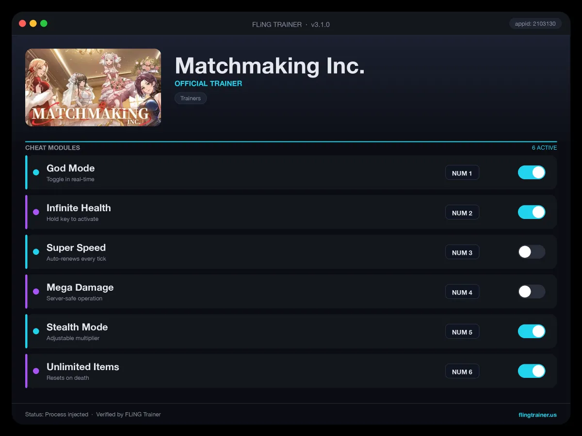 Matchmaking Inc. Trainer interface