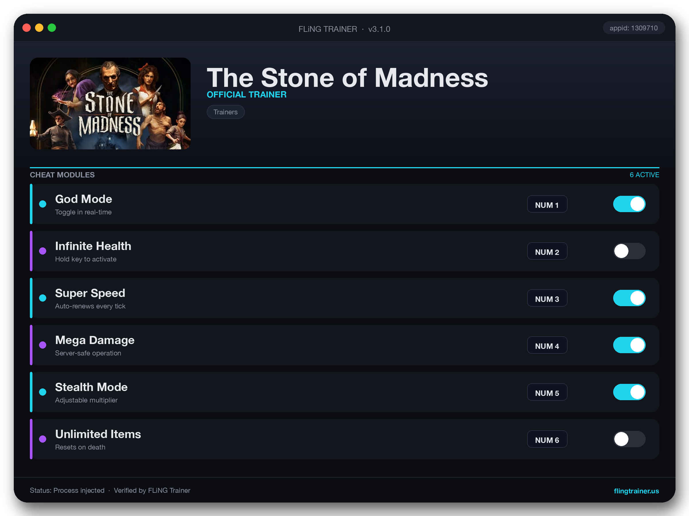 The Stone of Madness Trainer interface