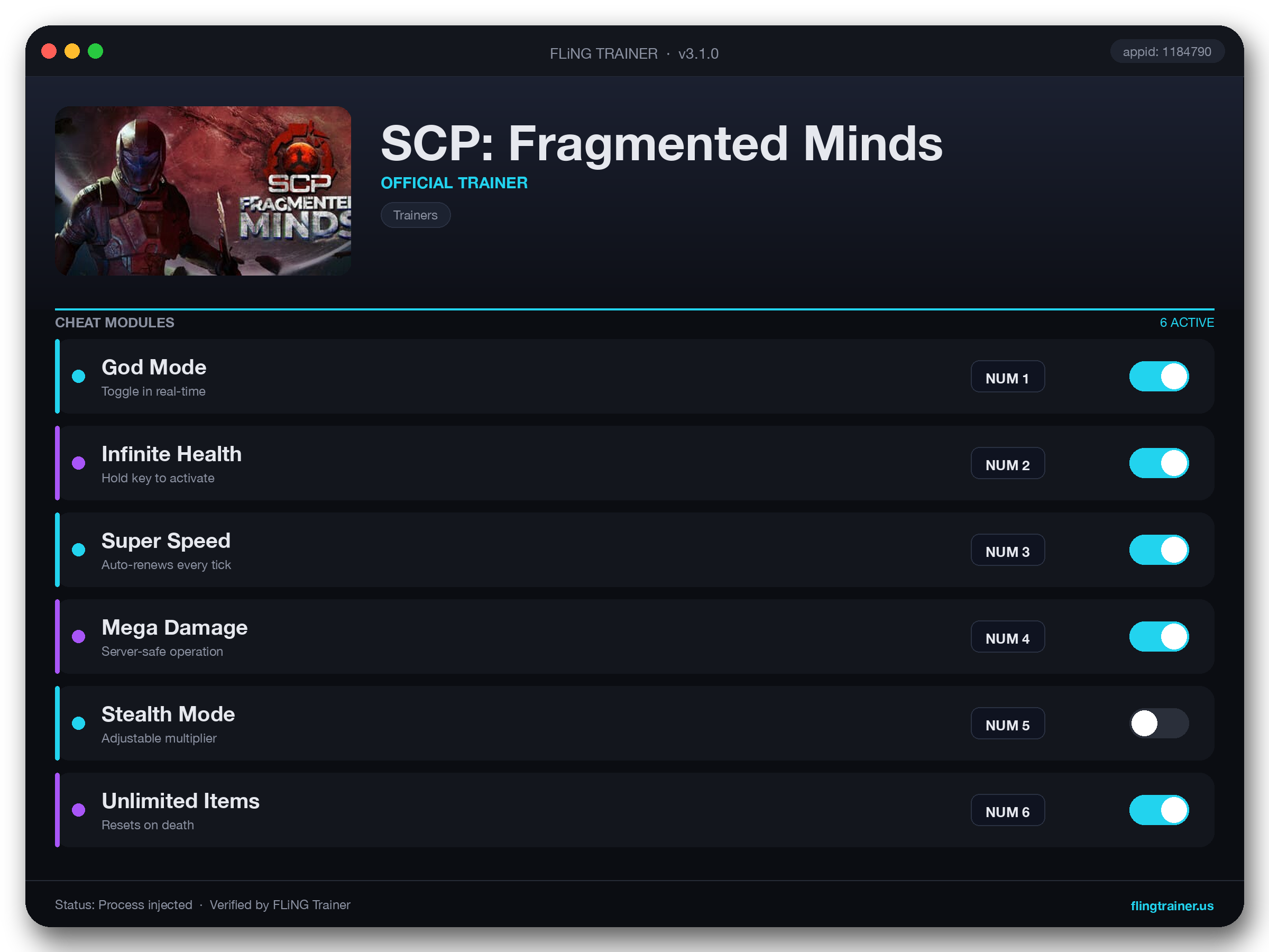 SCP: Fragmented Minds Trainer interface