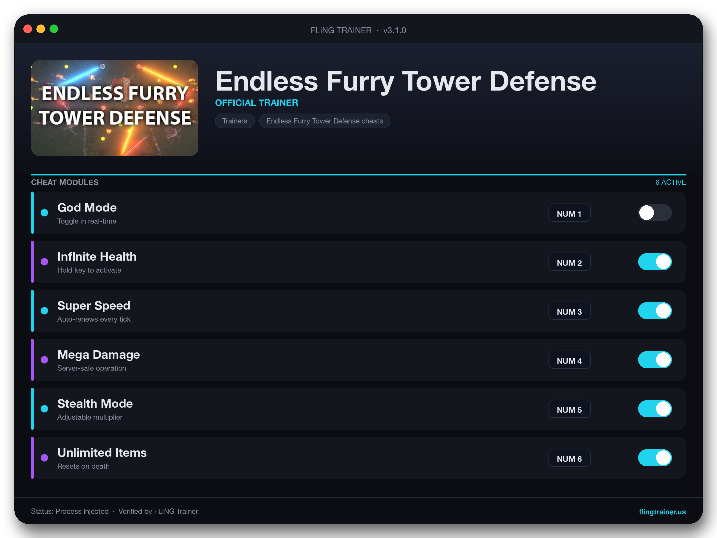 Endless Furry Tower Defense Trainer interface