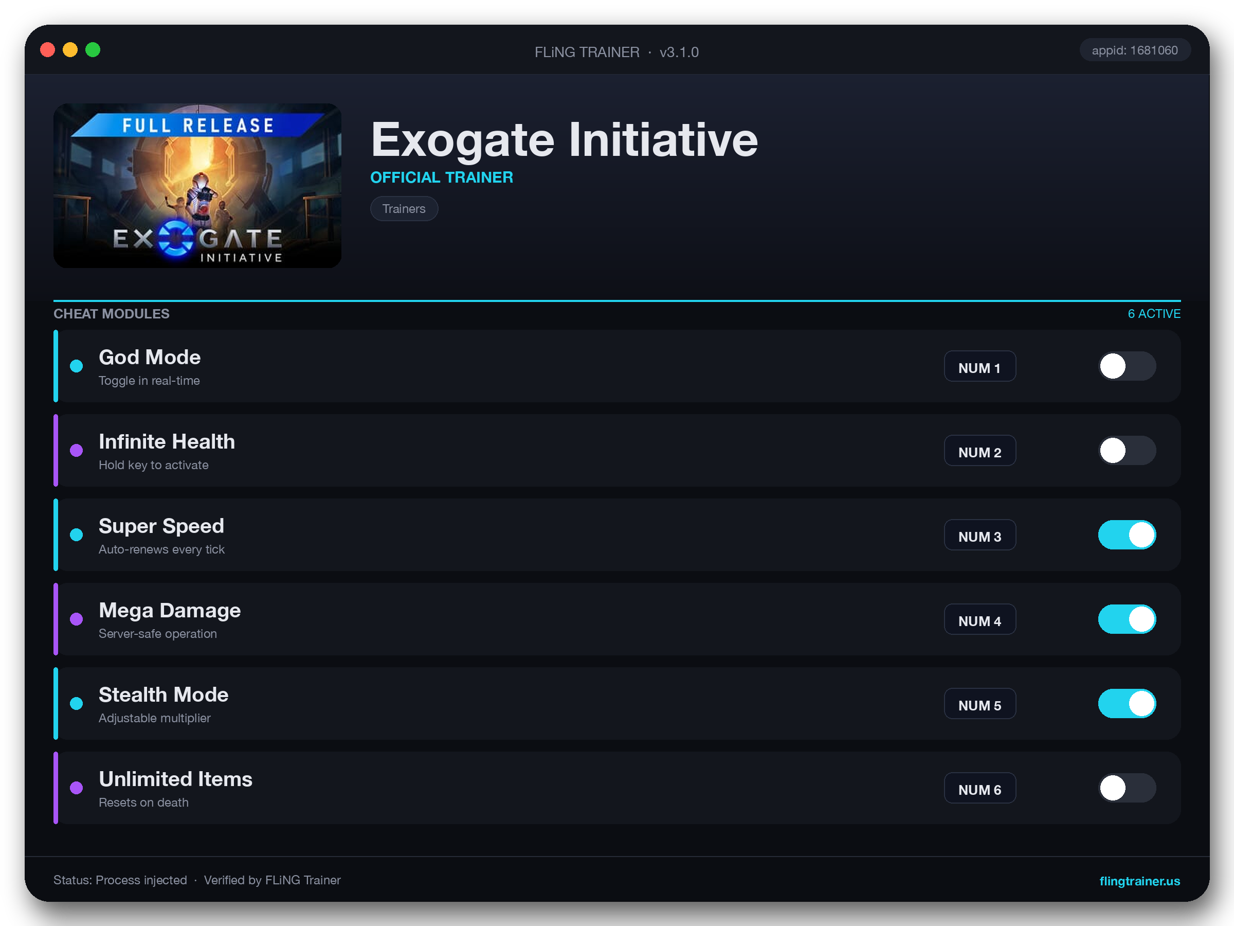 Exogate Initiative Trainer interface
