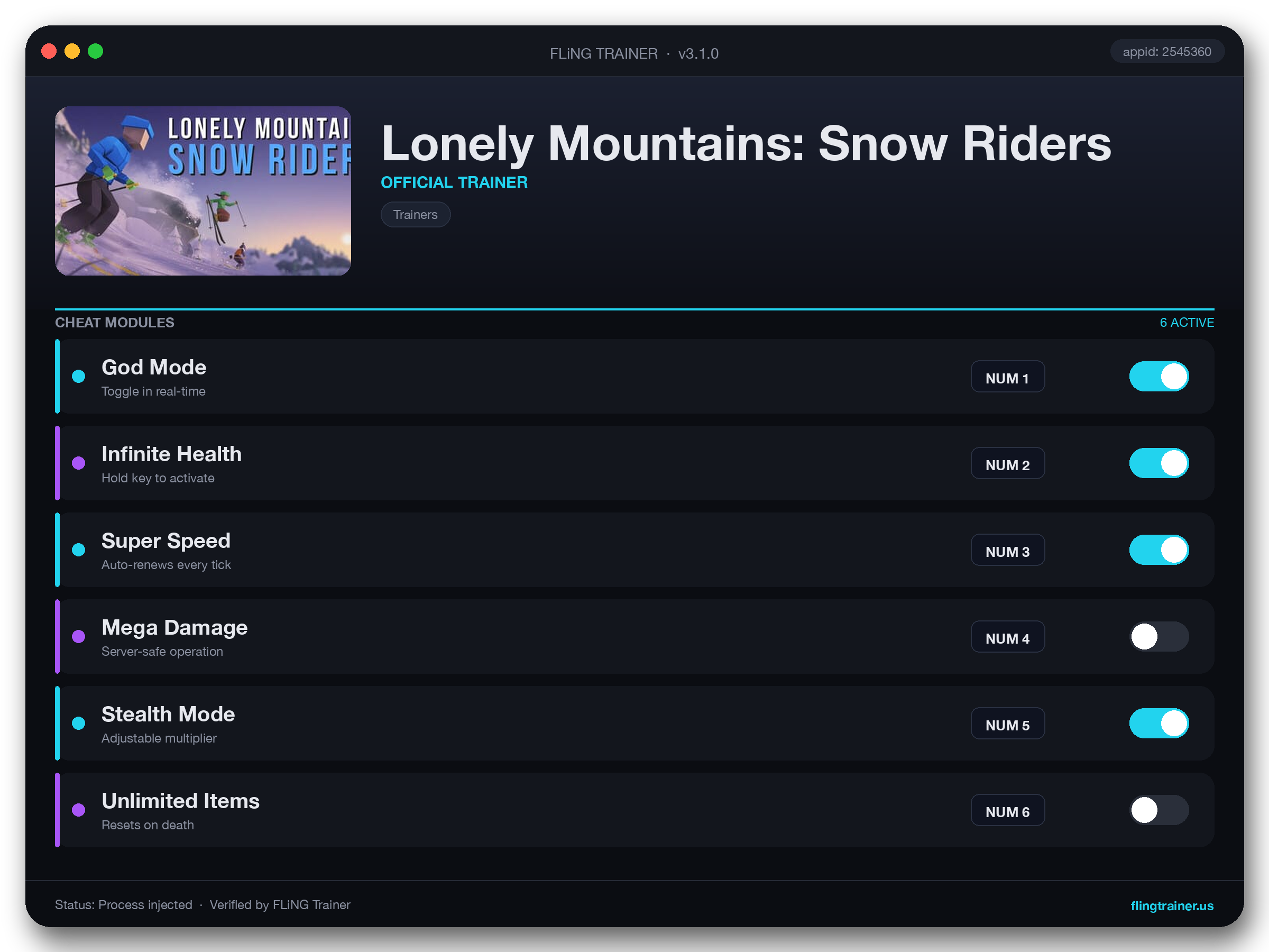 Lonely Mountains: Snow Riders Trainer interface