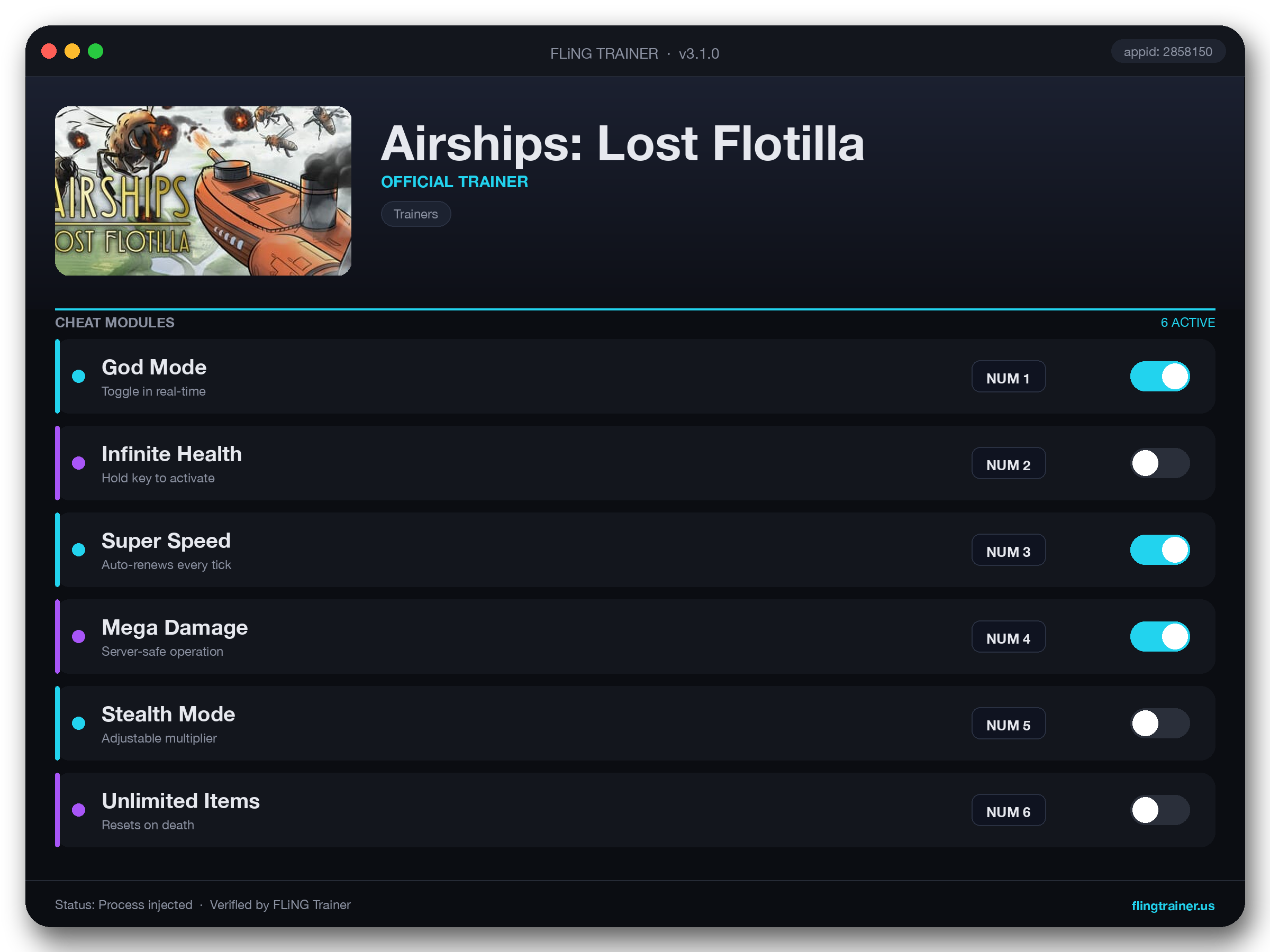 Airships: Lost Flotilla Trainer interface