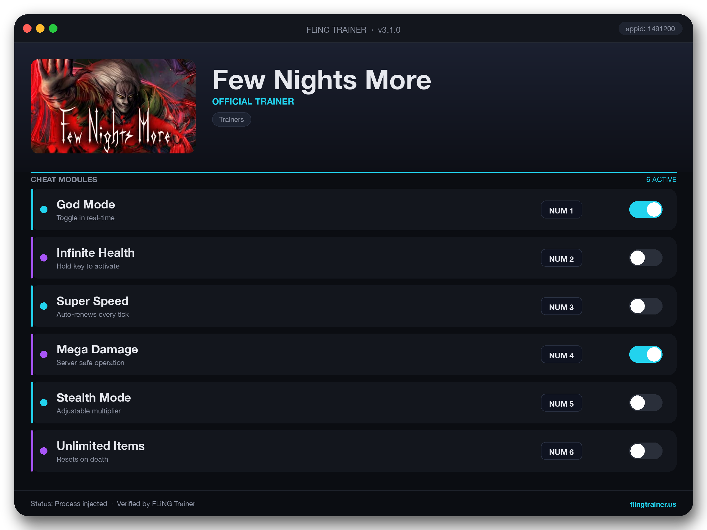 Few Nights More Trainer interface