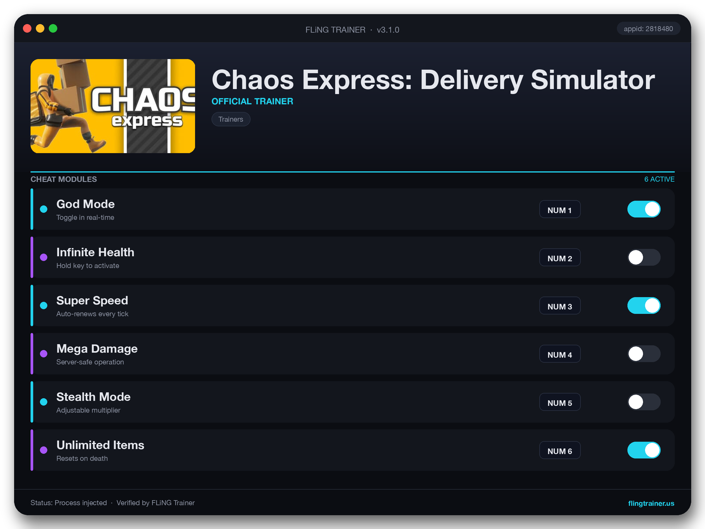 Chaos Express: Delivery Simulator Trainer interface