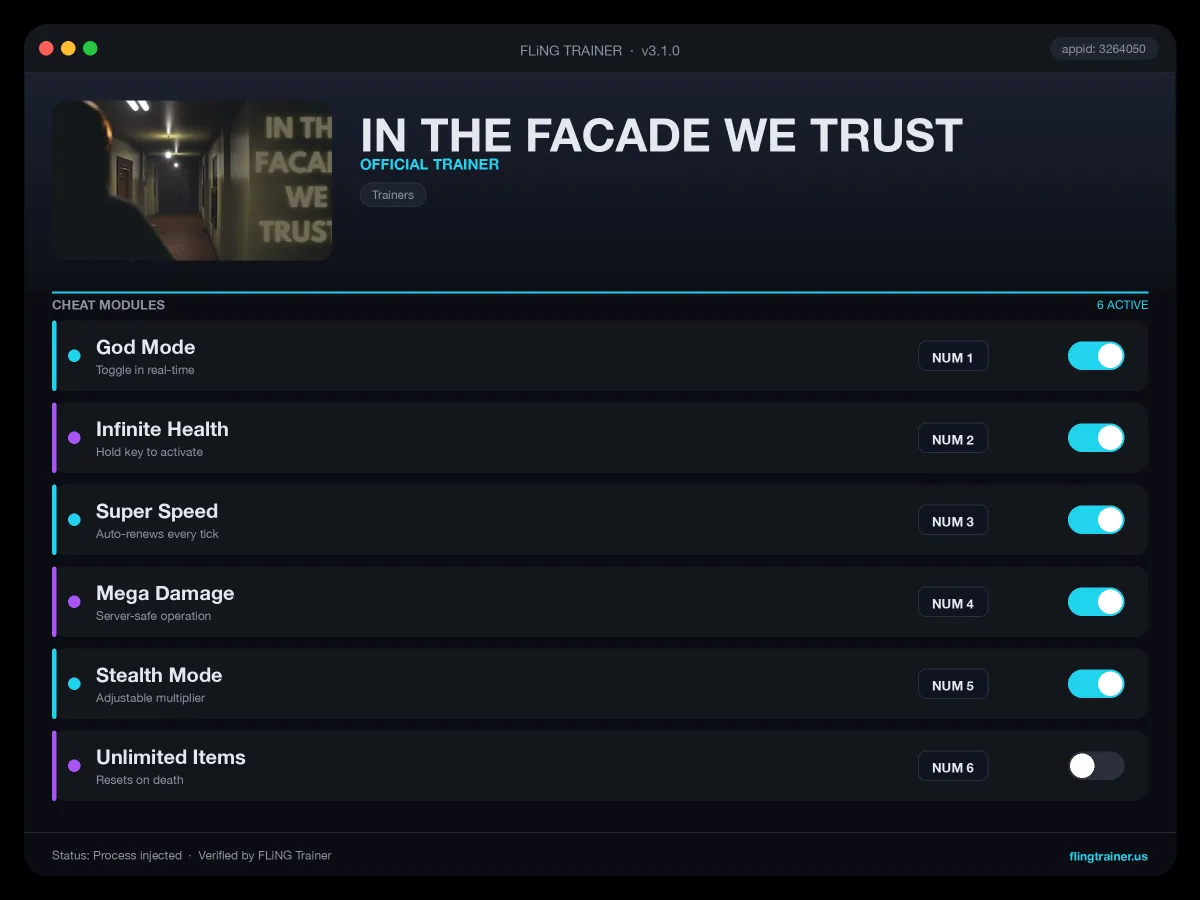 IN THE FACADE WE TRUST Trainer interface
